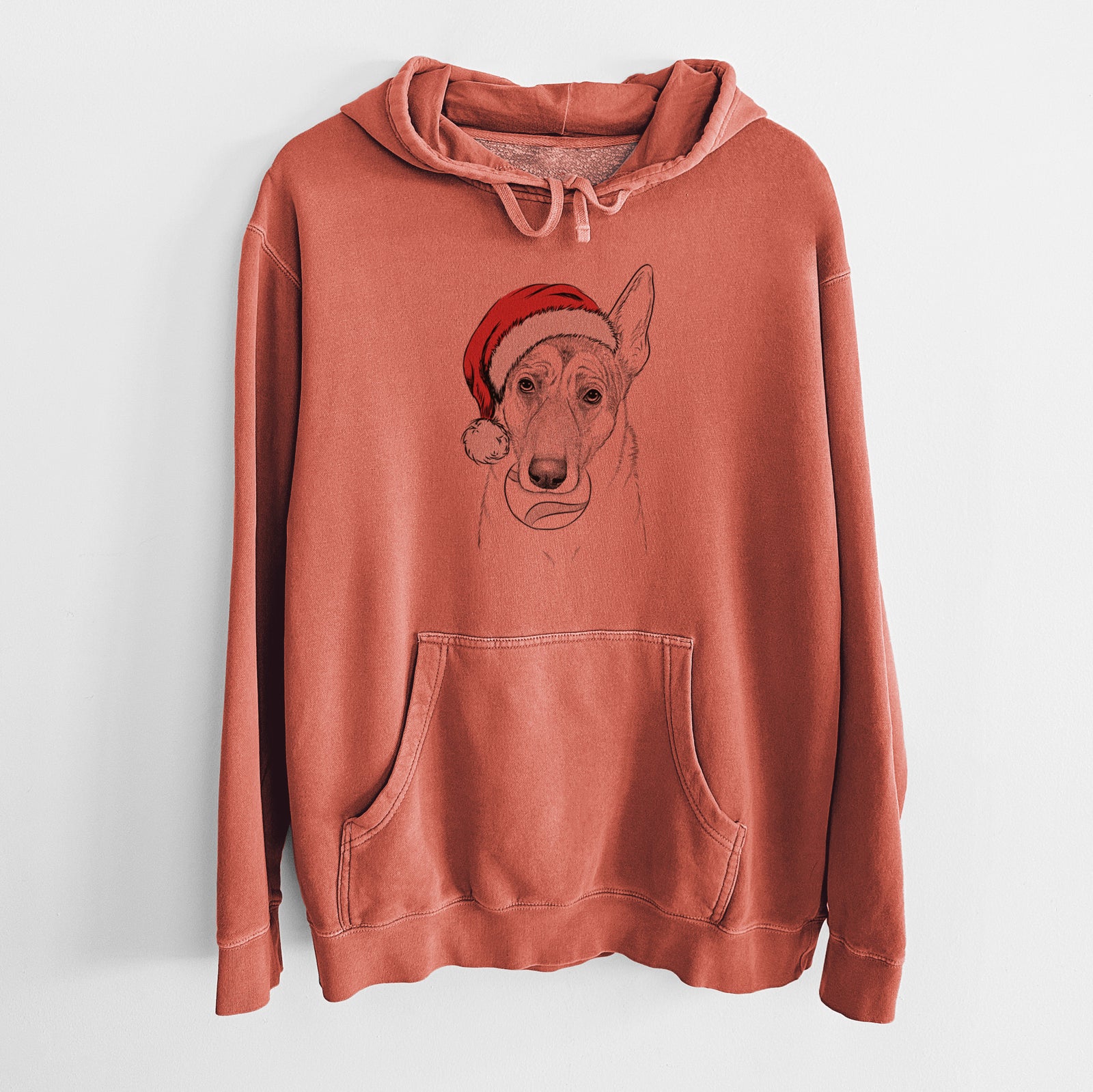 Santa Hat Greta the German Shepherd - Unisex Pigment Dyed Hoodie
