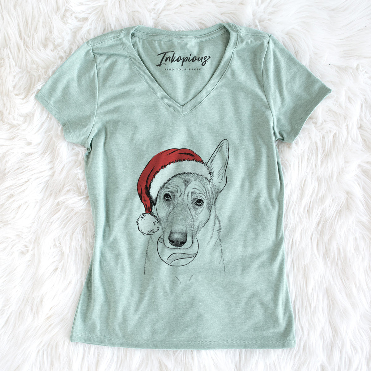 Santa Greta the German Shepherd - Women's Perfect V-neck Shirt