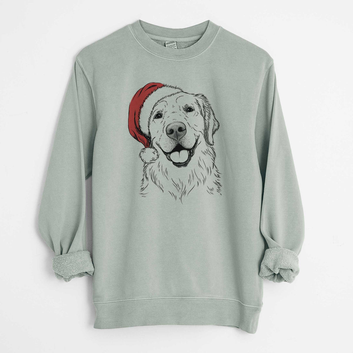 Santa Griffin the Golden Retriever - Unisex Pigment Dyed Crew Sweatshirt