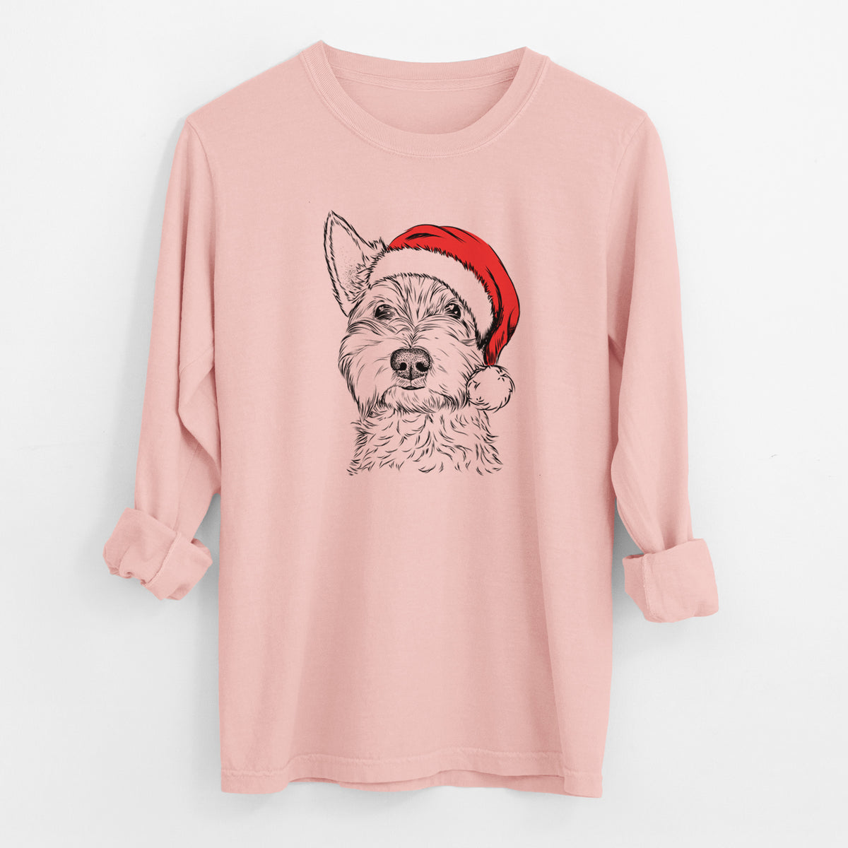 Santa Grizel the West Highland Terrier - Men's Heavyweight 100% Cotton Long Sleeve