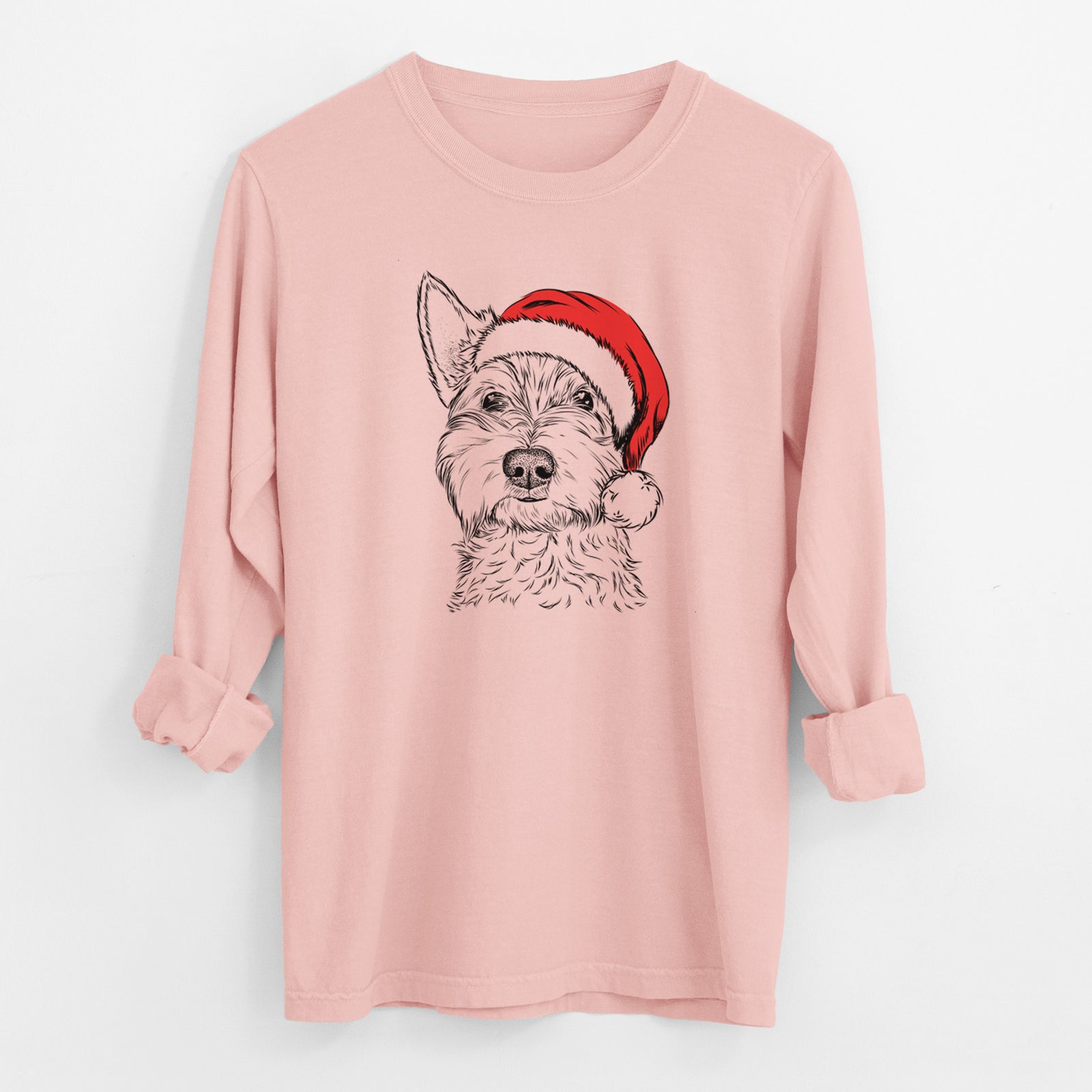 Santa Grizel the West Highland Terrier - Men's Heavyweight 100% Cotton Long Sleeve