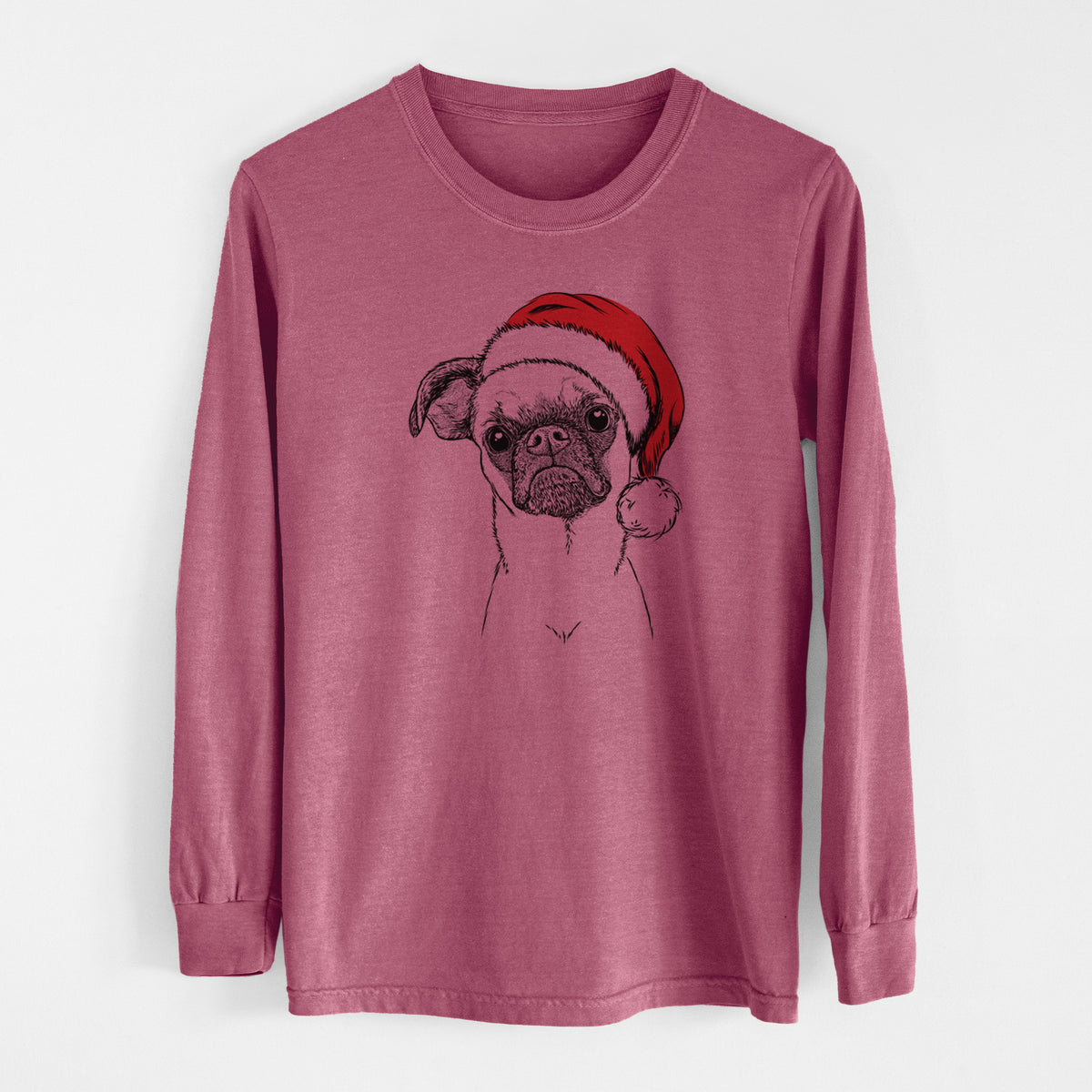 Santa Groot the Brussels Griffon - Men&#39;s Heavyweight 100% Cotton Long Sleeve