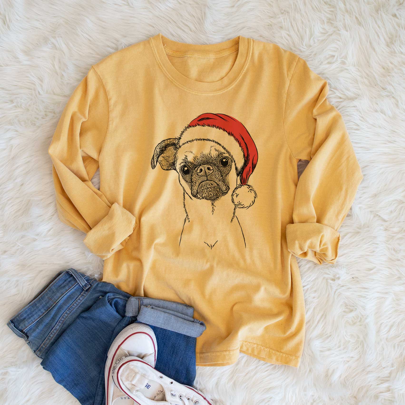 Santa Groot the Brussels Griffon - Men's Heavyweight 100% Cotton Long Sleeve