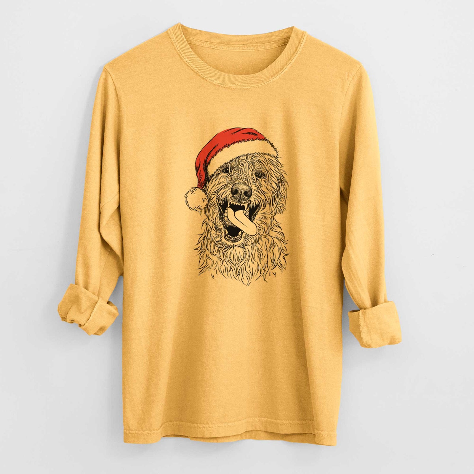 Santa Groot the Irish Wolfhound - Men's Heavyweight 100% Cotton Long Sleeve