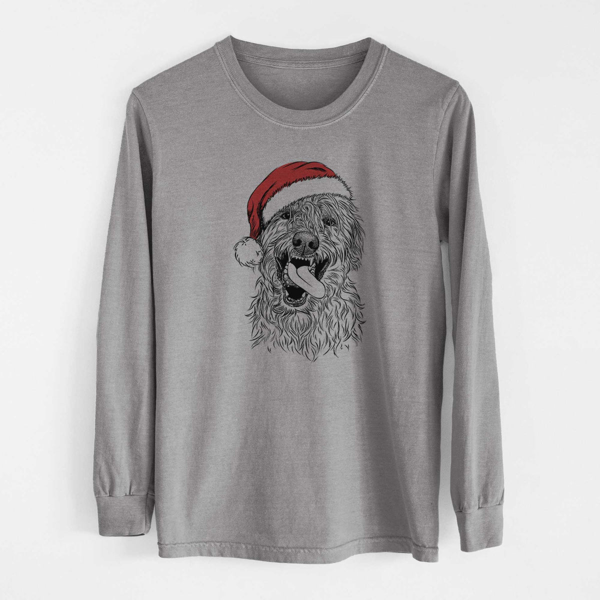 Santa Groot the Irish Wolfhound - Men's Heavyweight 100% Cotton Long Sleeve