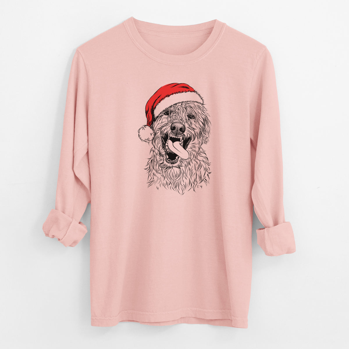 Santa Groot the Irish Wolfhound - Men's Heavyweight 100% Cotton Long Sleeve