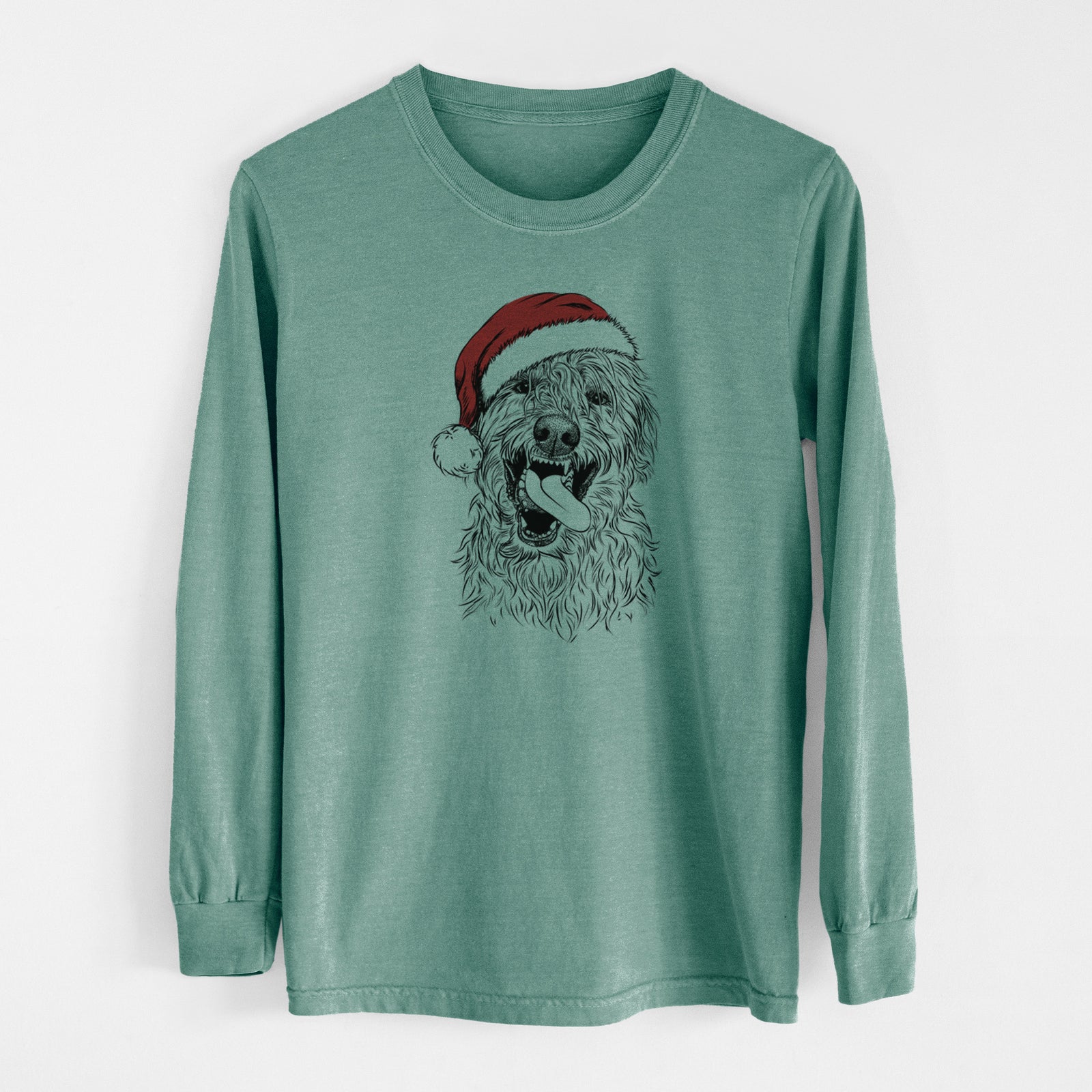Santa Groot the Irish Wolfhound - Men's Heavyweight 100% Cotton Long Sleeve