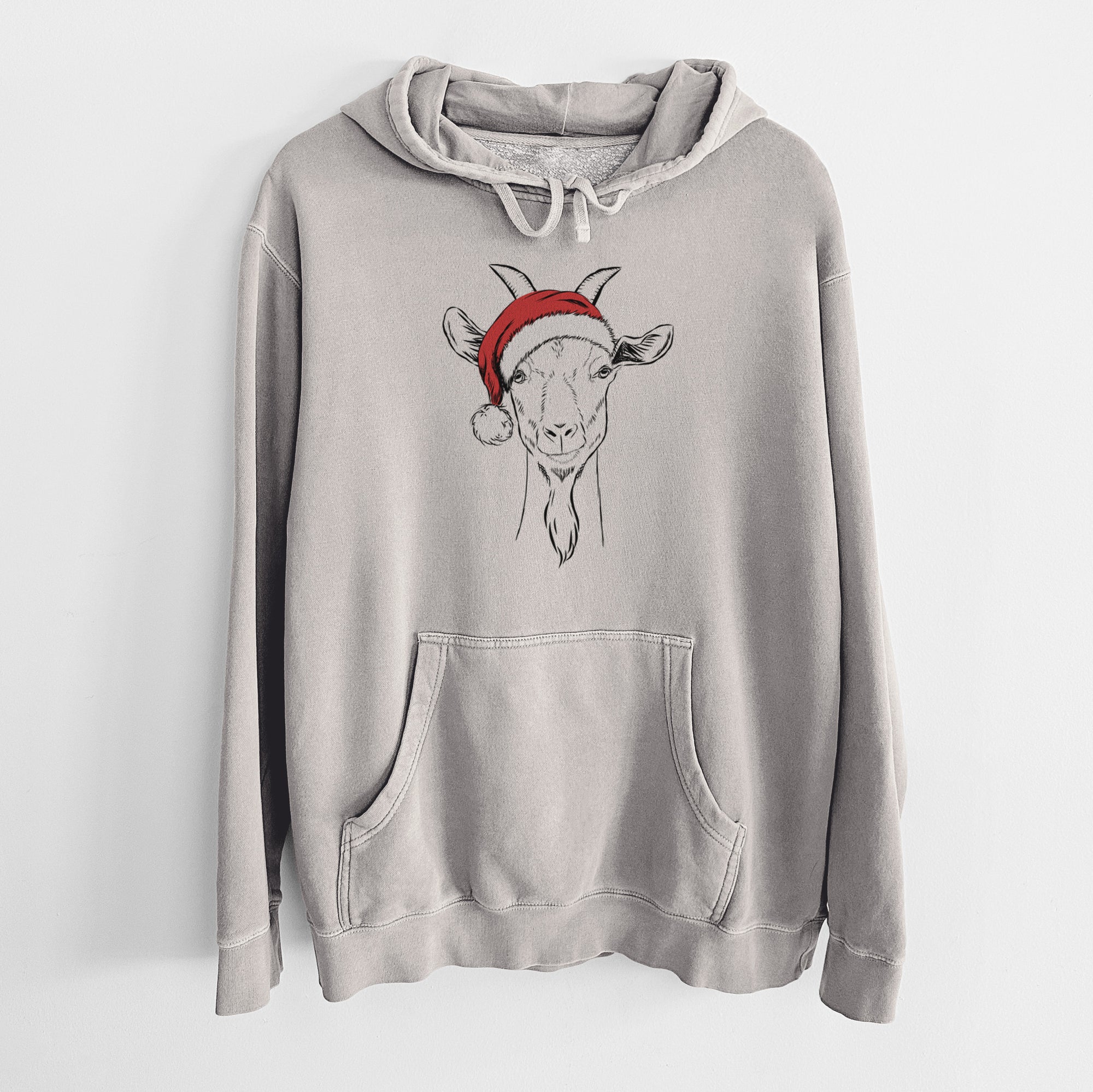 Santa Hat Gunnar the Goat - Unisex Pigment Dyed Hoodie