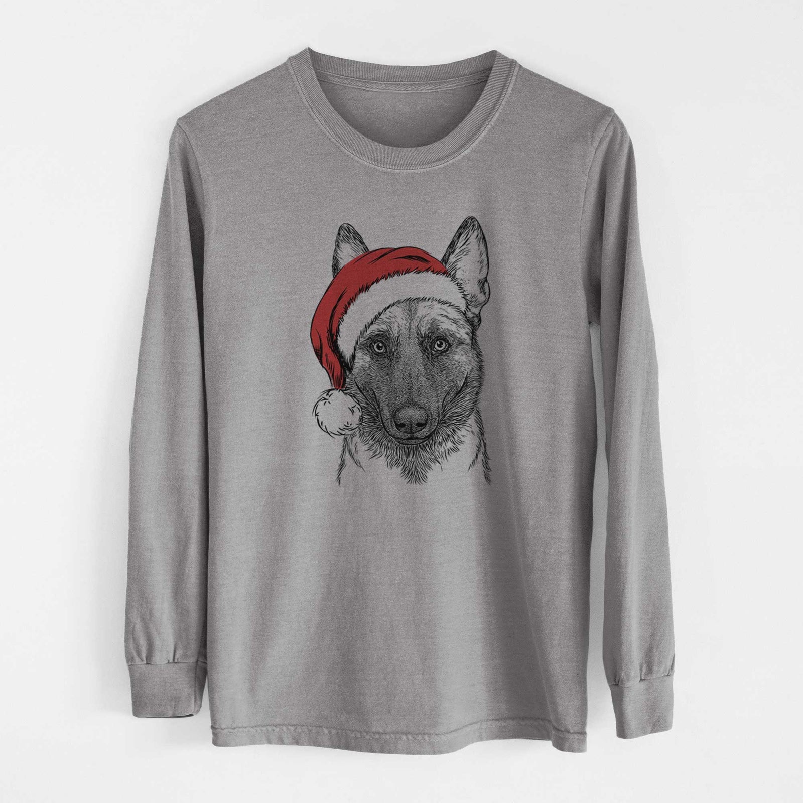 Santa Gunther the Belgian Malinois - Men's Heavyweight 100% Cotton Long Sleeve