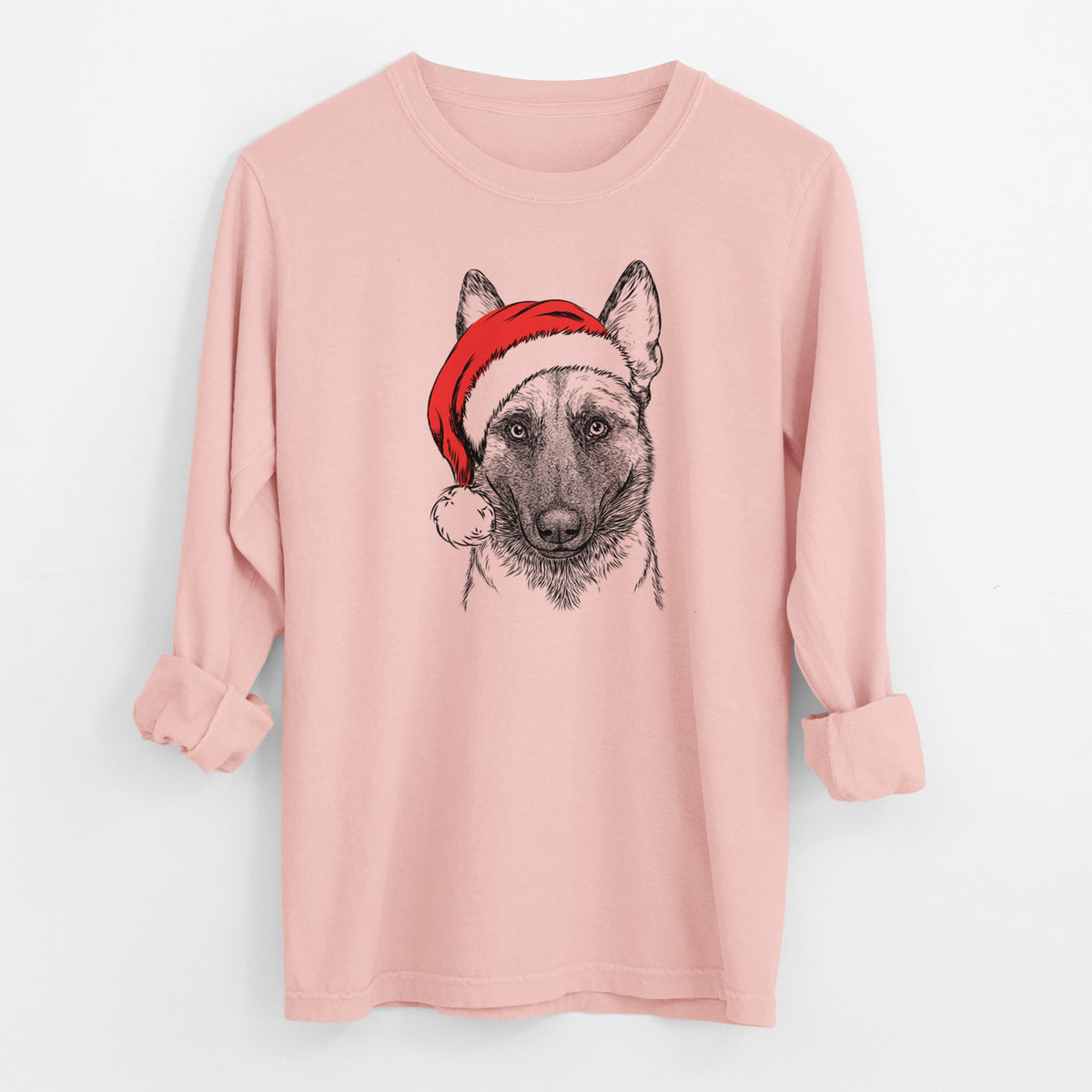 Santa Gunther the Belgian Malinois - Men's Heavyweight 100% Cotton Long Sleeve