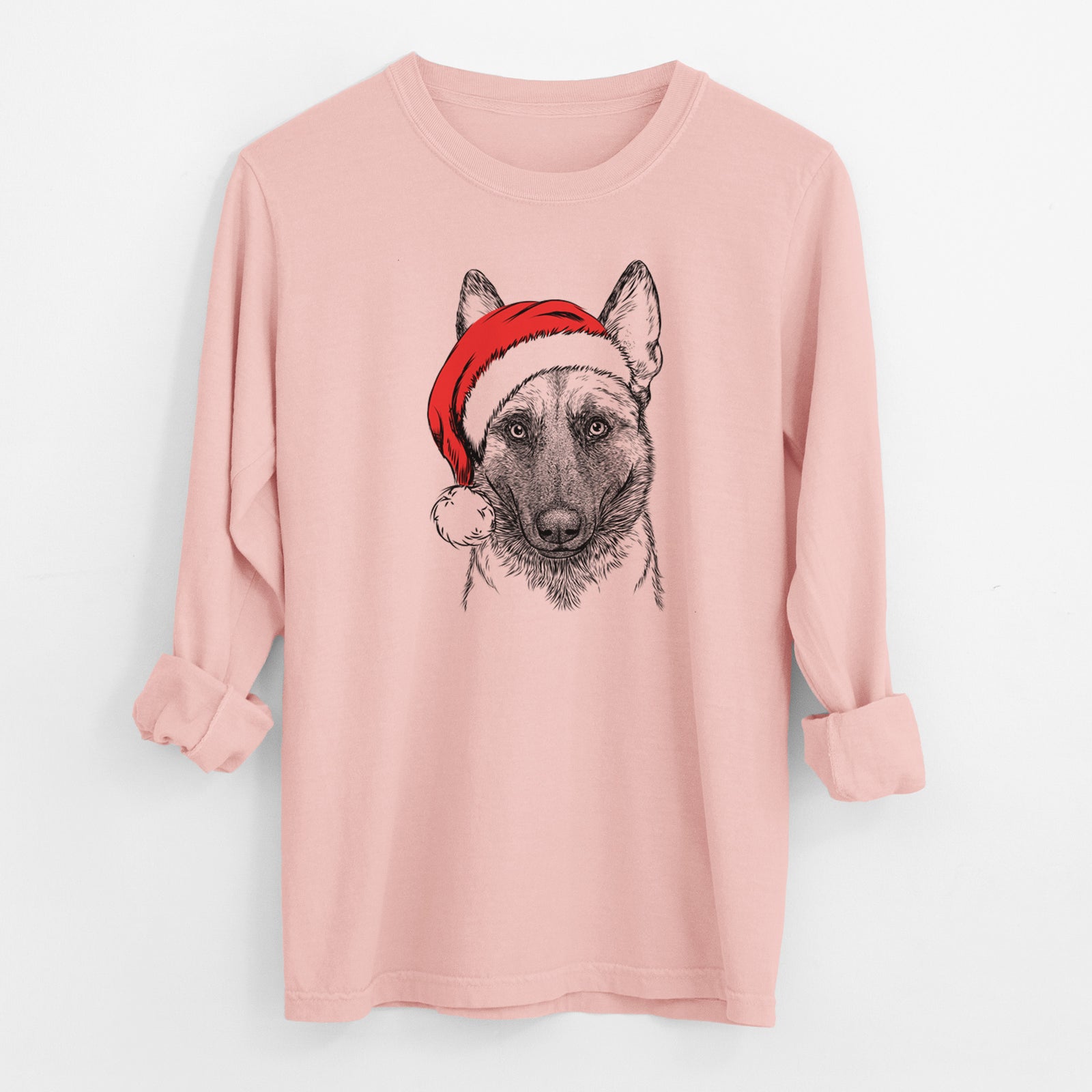 Santa Gunther the Belgian Malinois - Men's Heavyweight 100% Cotton Long Sleeve