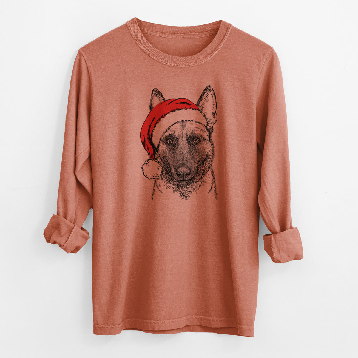 Santa Gunther the Belgian Malinois - Men's Heavyweight 100% Cotton Long Sleeve