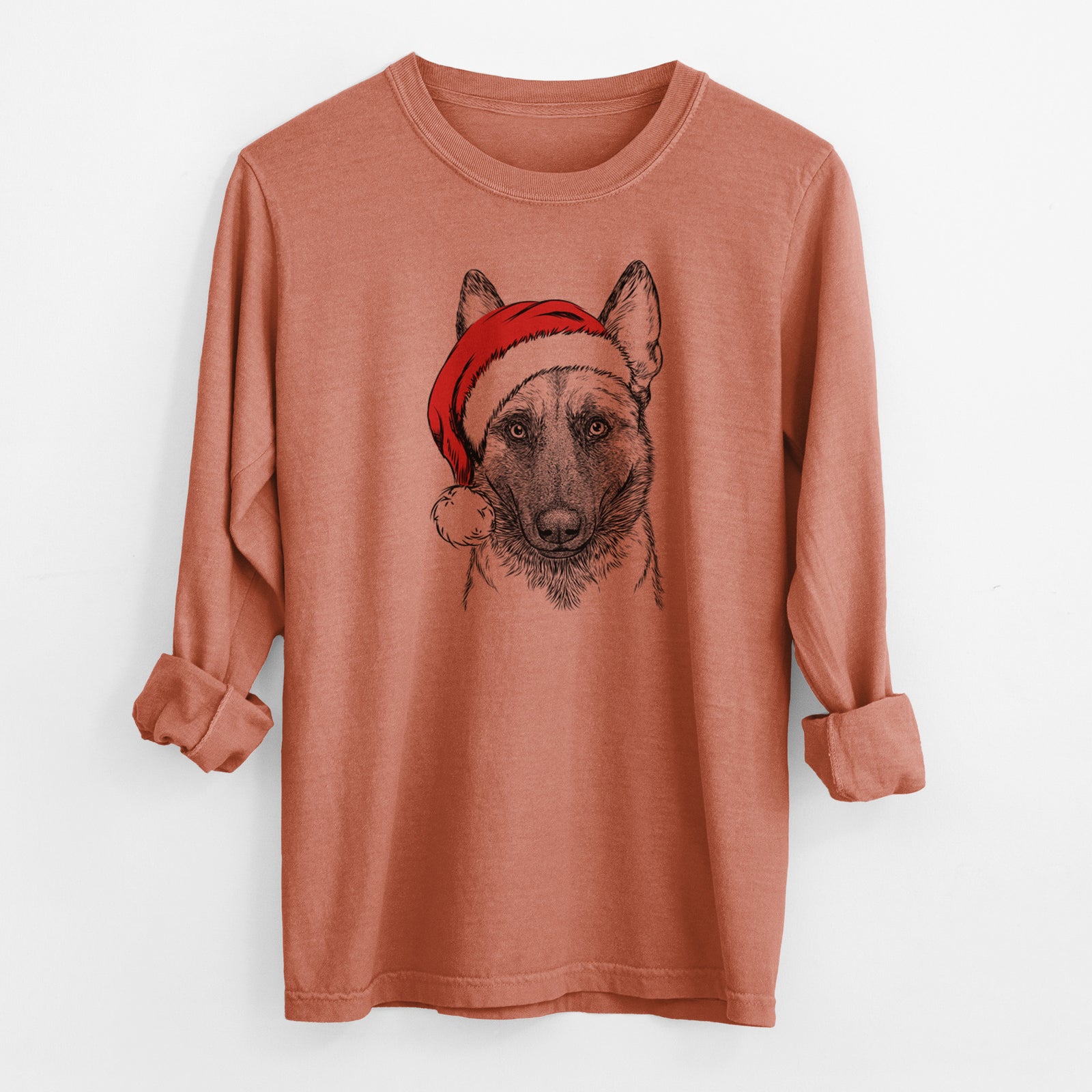 Santa Gunther the Belgian Malinois - Men's Heavyweight 100% Cotton Long Sleeve