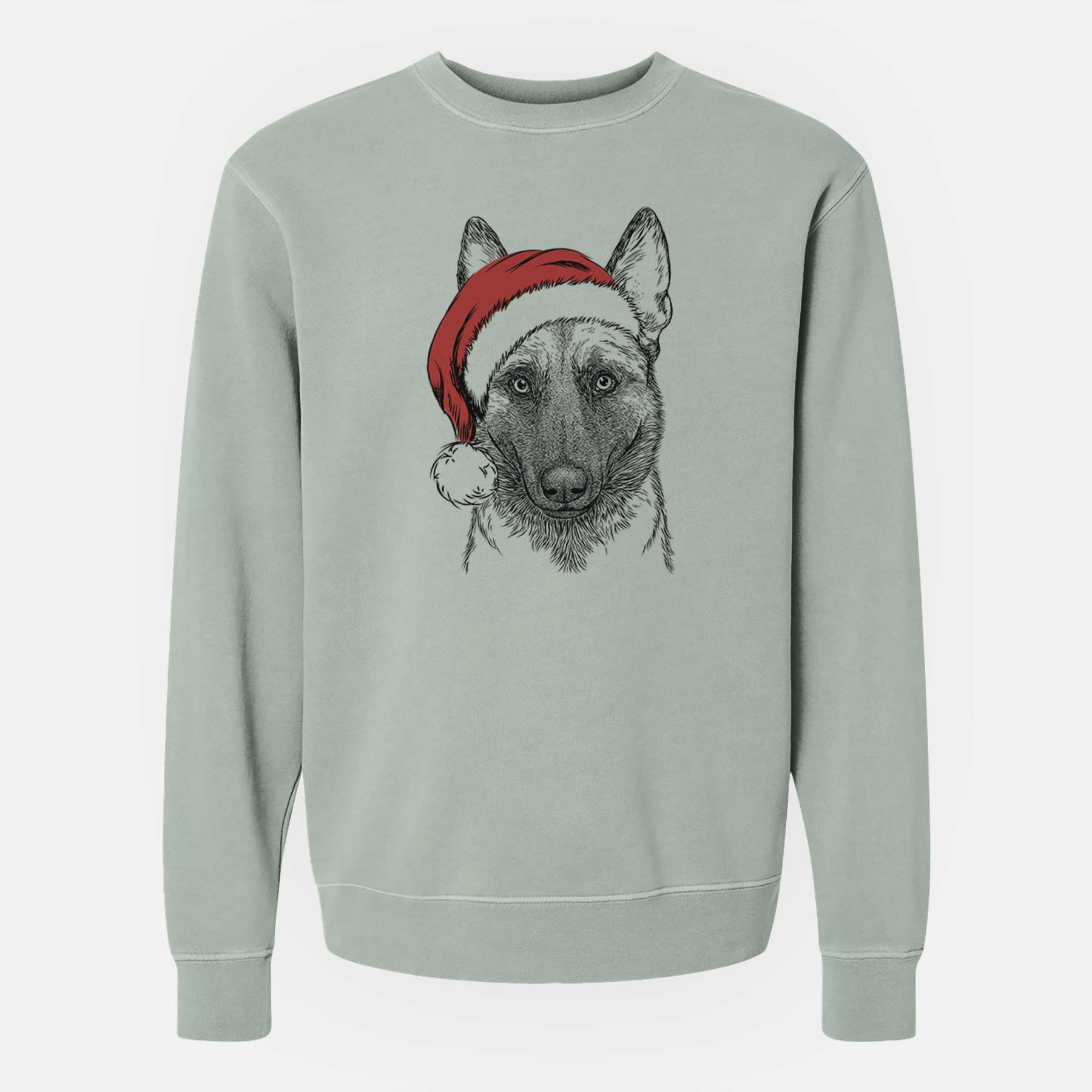 Santa Gunther the Belgian Malinois - Unisex Pigment Dyed Crew Sweatshirt