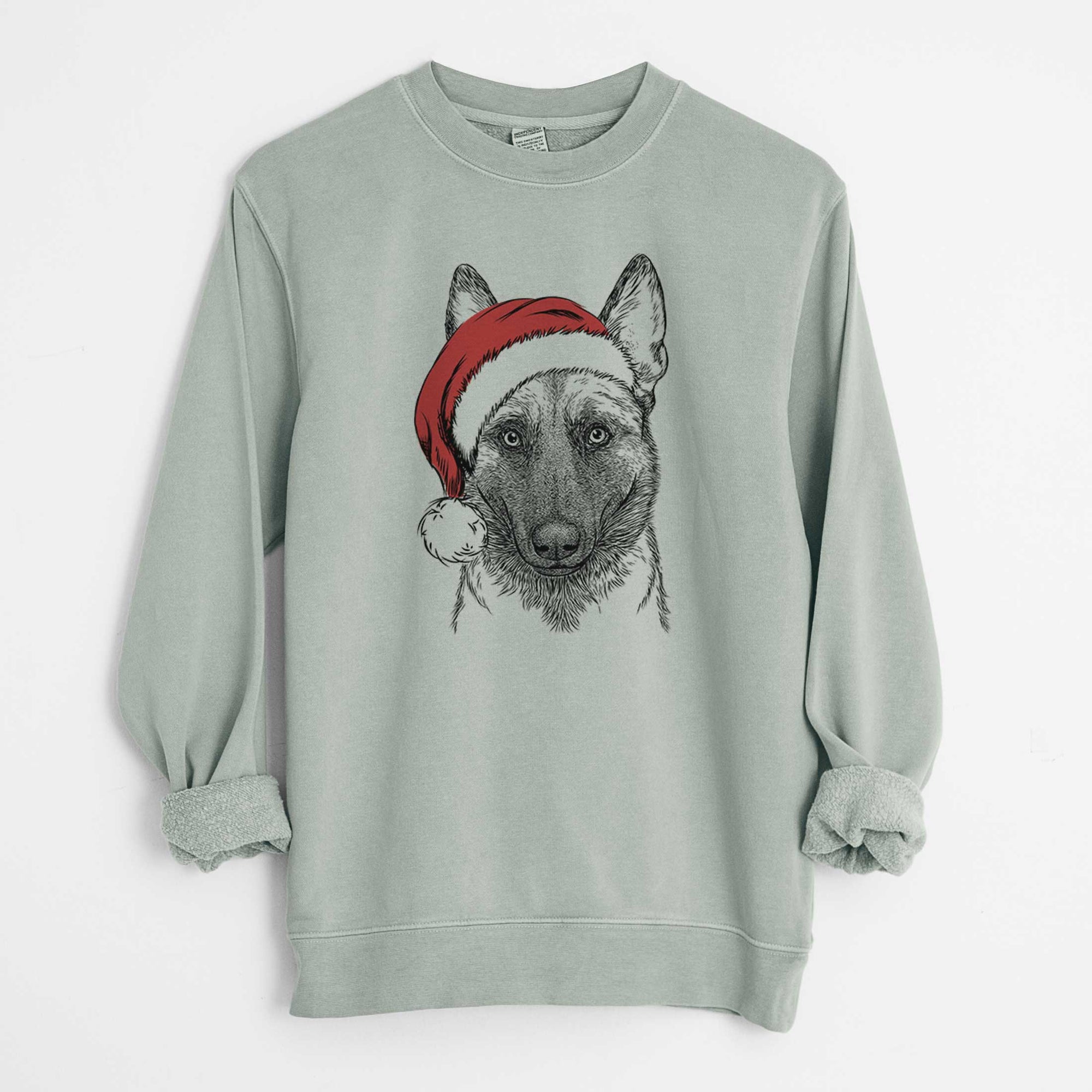 Santa Gunther the Belgian Malinois - Unisex Pigment Dyed Crew Sweatshirt