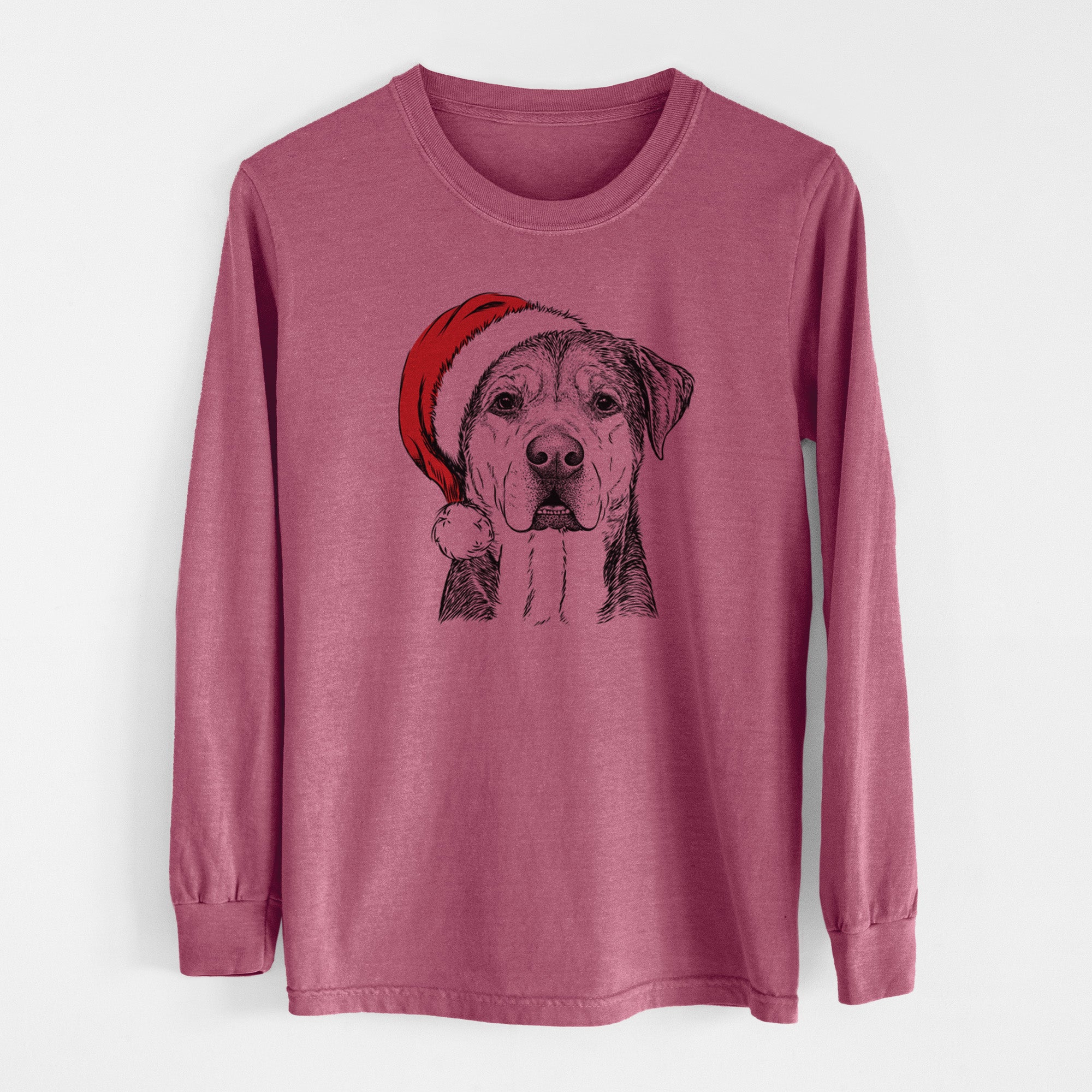 Santa Gus the Rottweiler Mix - Men's Heavyweight 100% Cotton Long Sleeve