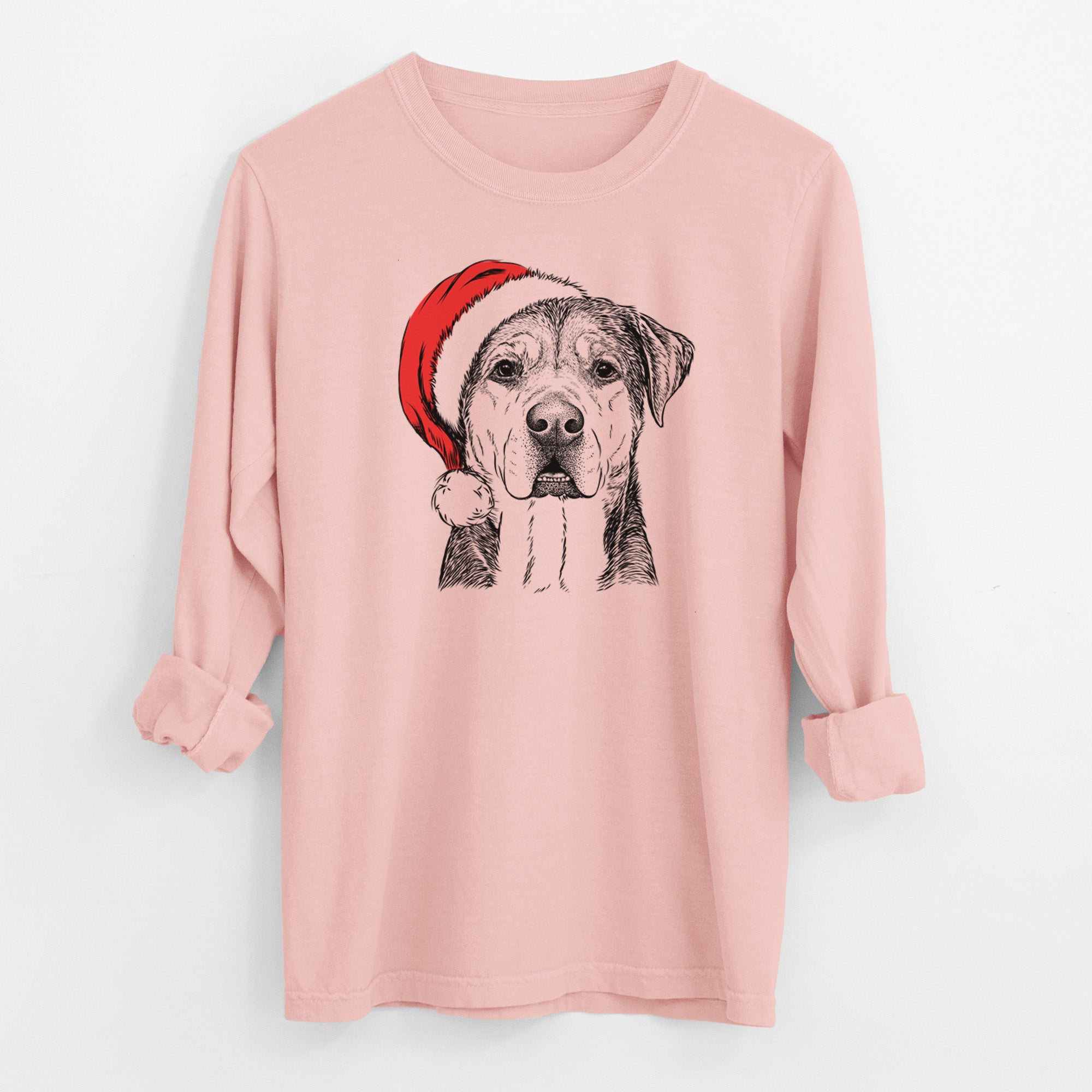 Santa Gus the Rottweiler Mix - Men's Heavyweight 100% Cotton Long Sleeve