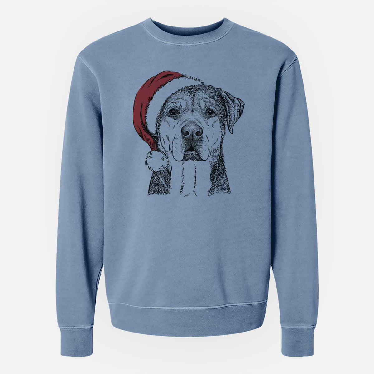 Santa Gus the Rottweiler Mix - Unisex Pigment Dyed Crew Sweatshirt