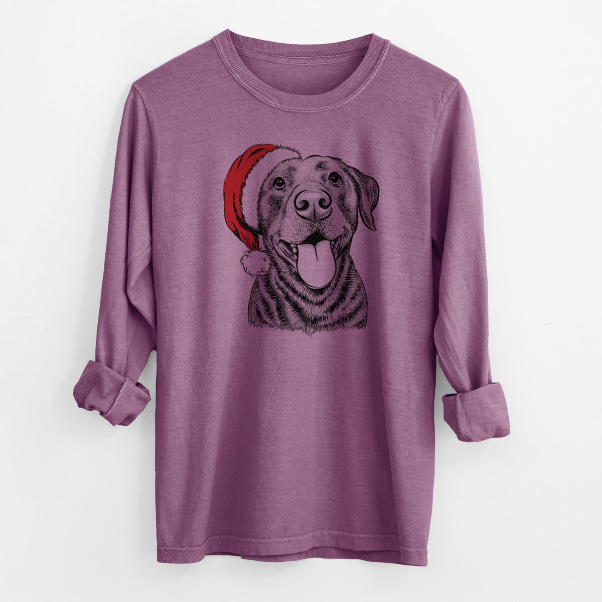 Santa Gwen the Labrador Retriever - Men's Heavyweight 100% Cotton Long Sleeve