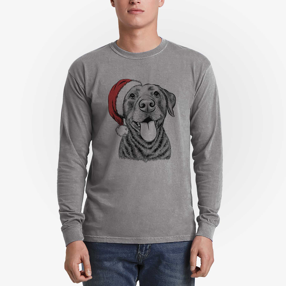Santa Gwen the Labrador Retriever - Men's Heavyweight 100% Cotton Long Sleeve