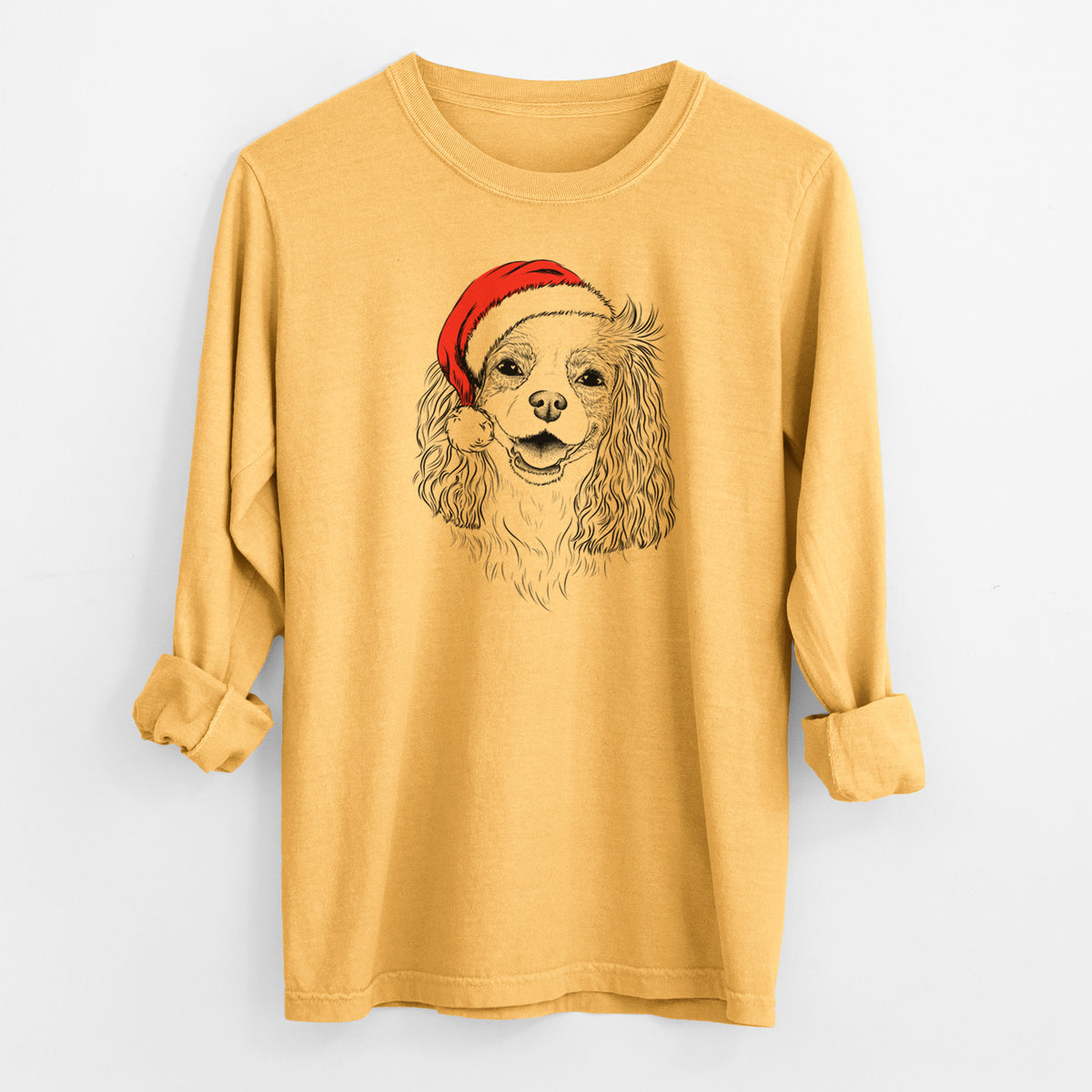 Santa Halley Comet the Cavalier King Charles Spaniel - Men's Heavyweight 100% Cotton Long Sleeve