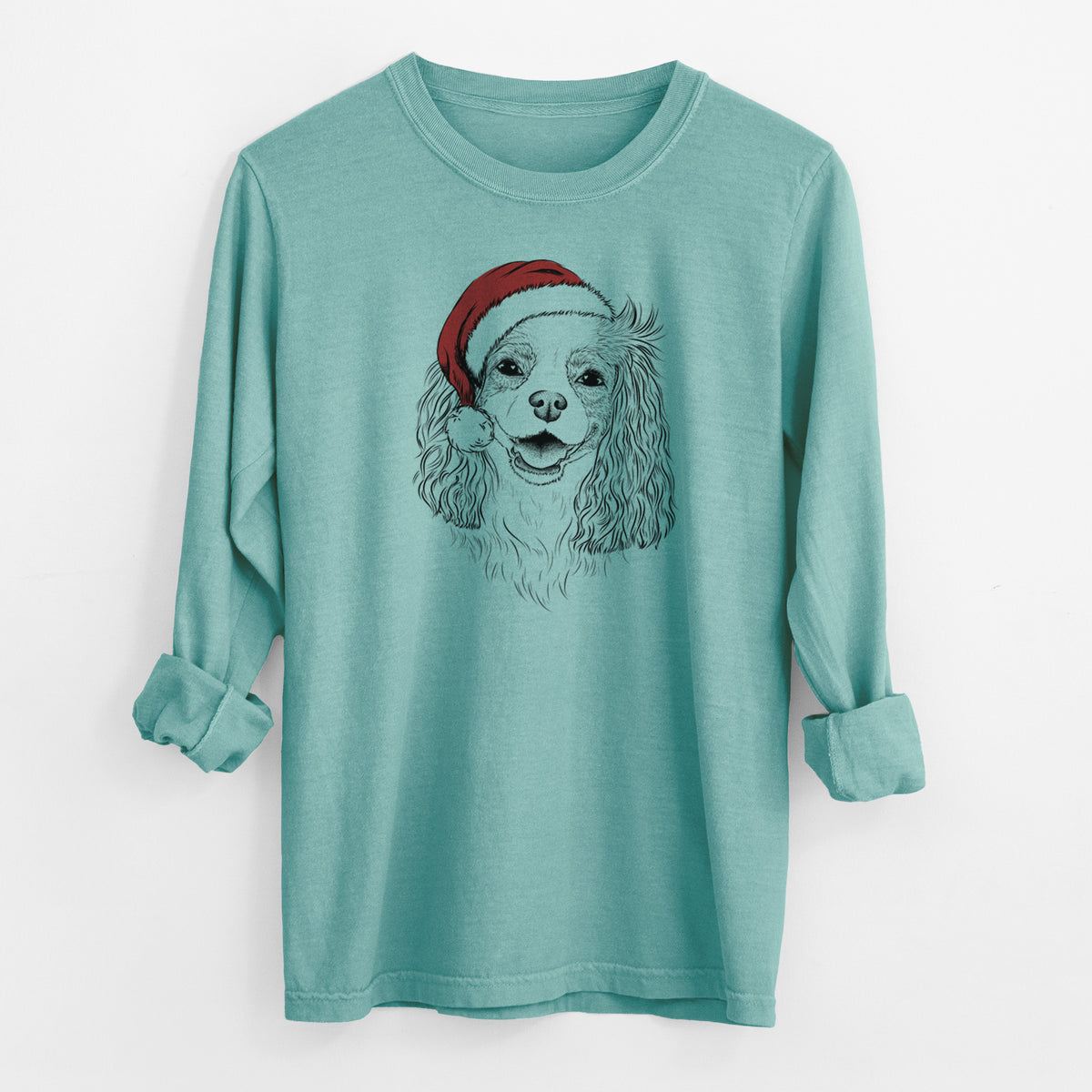 Santa Halley Comet the Cavalier King Charles Spaniel - Men's Heavyweight 100% Cotton Long Sleeve