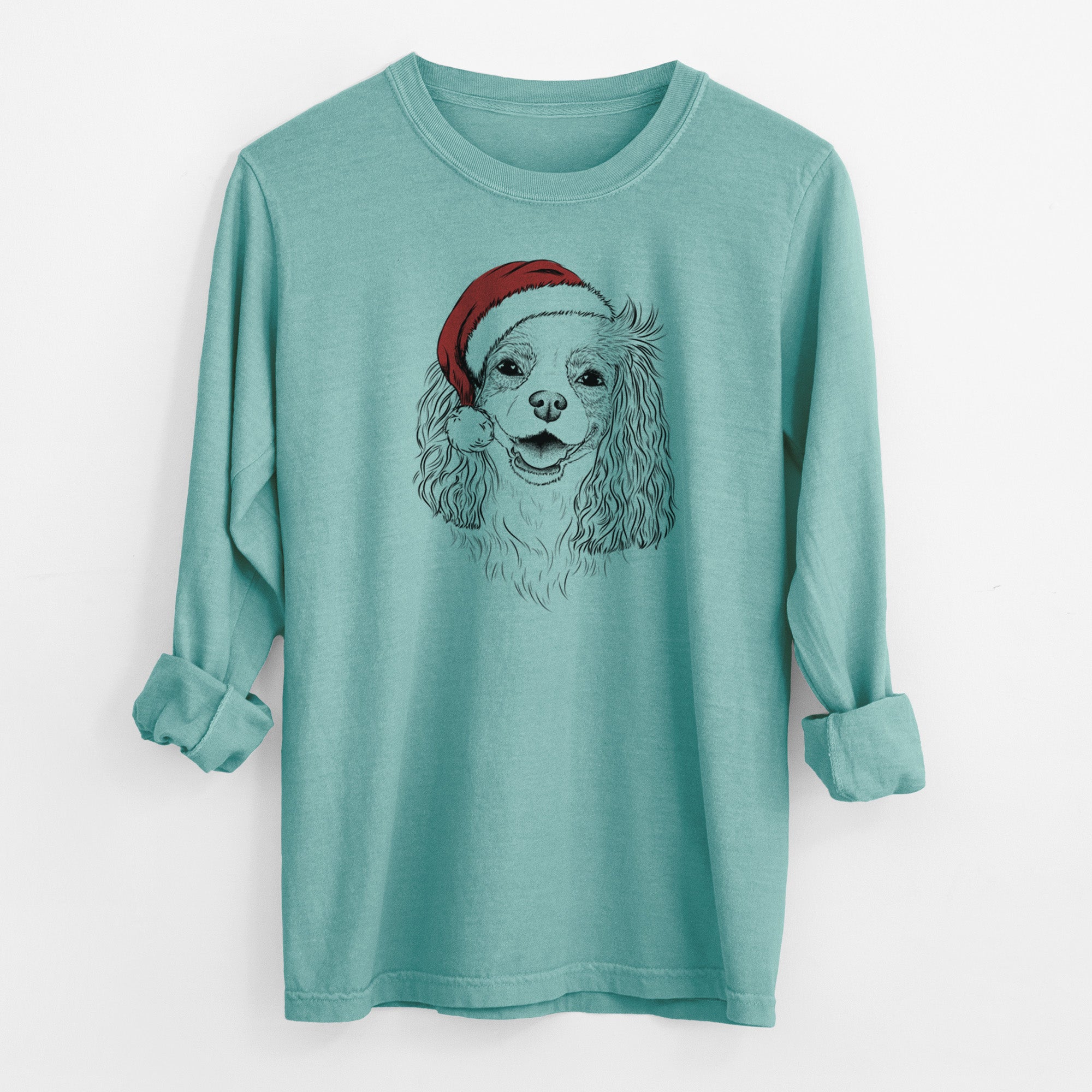 Santa Halley Comet the Cavalier King Charles Spaniel - Men's Heavyweight 100% Cotton Long Sleeve