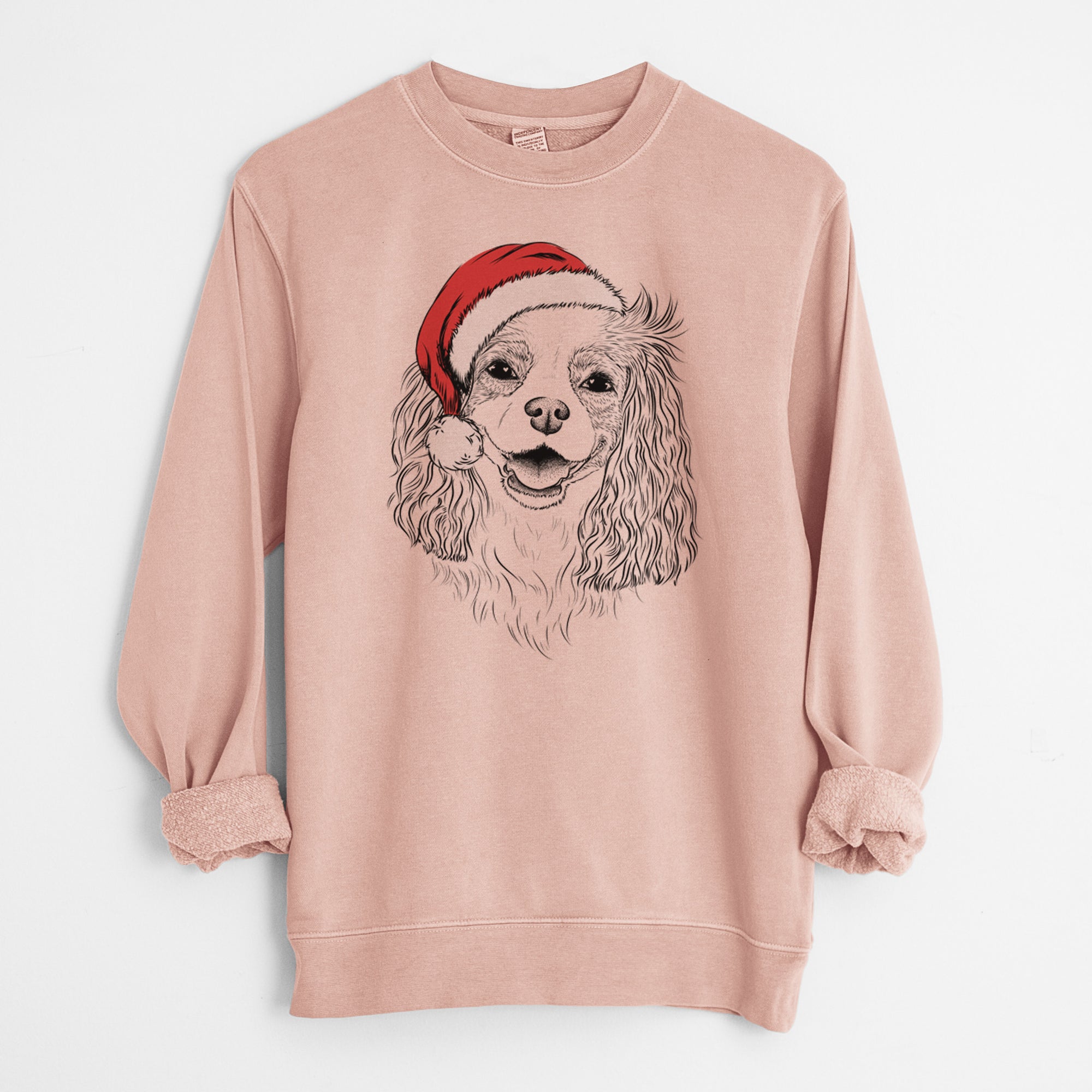 Santa Halley Comet the Cavalier King Charles Spaniel - Unisex Pigment Dyed Crew Sweatshirt