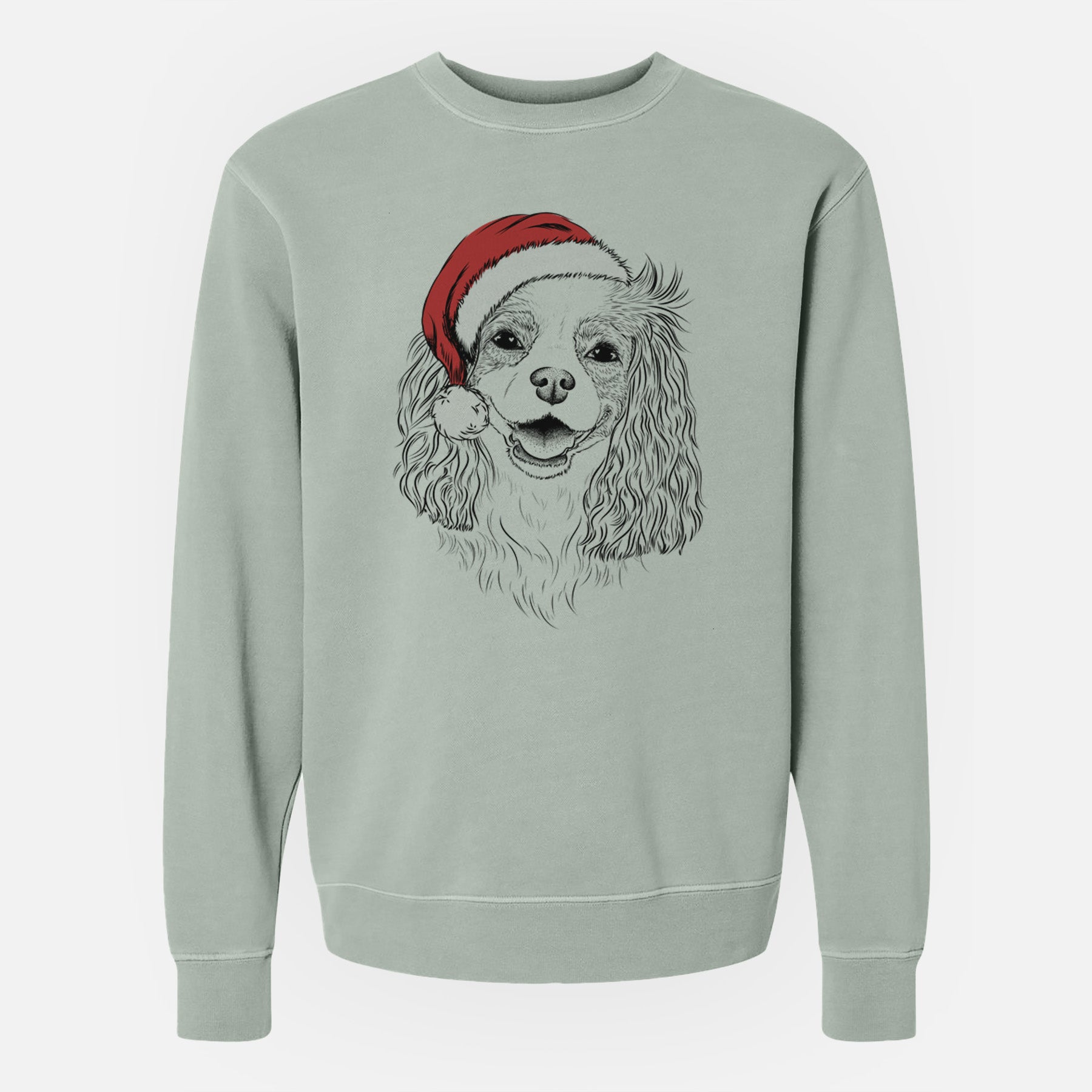 Santa Halley Comet the Cavalier King Charles Spaniel - Unisex Pigment Dyed Crew Sweatshirt