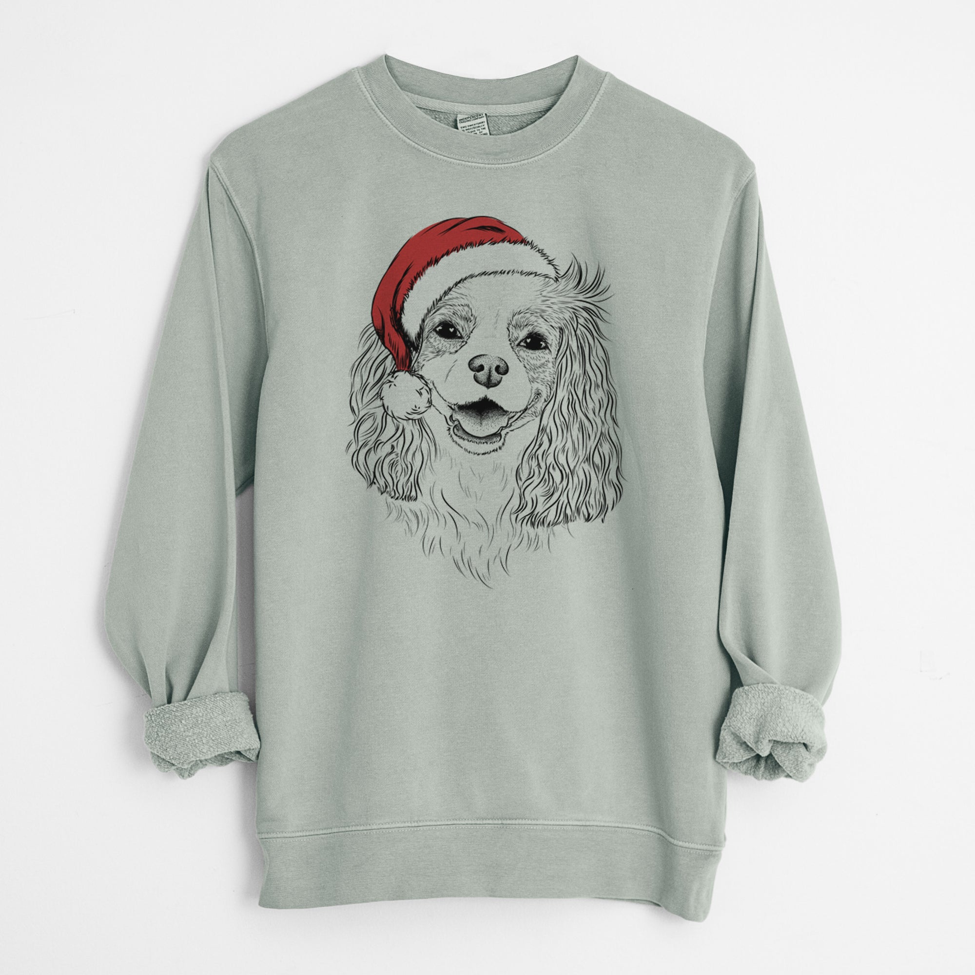 Santa Halley Comet the Cavalier King Charles Spaniel - Unisex Pigment Dyed Crew Sweatshirt