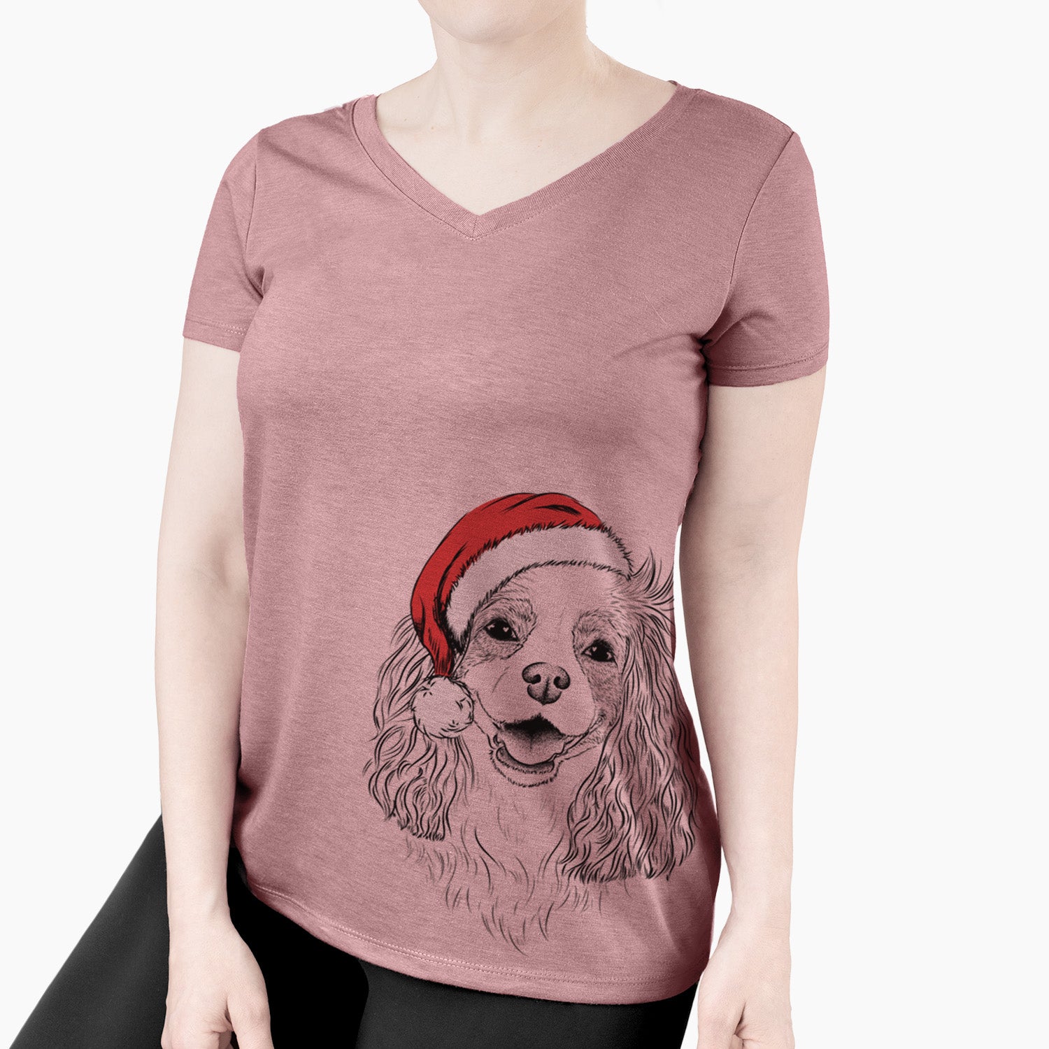 Santa Halley Comet the Cavalier King Charles Spaniel - Women's Perfect V-neck Shirt