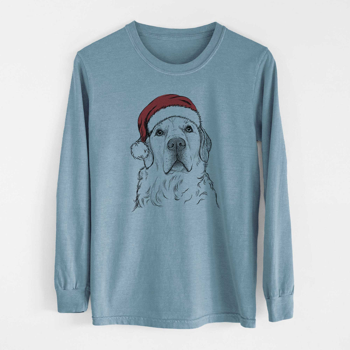 Santa Hank the Irish Cream Golden Retriever - Men's Heavyweight 100% Cotton Long Sleeve