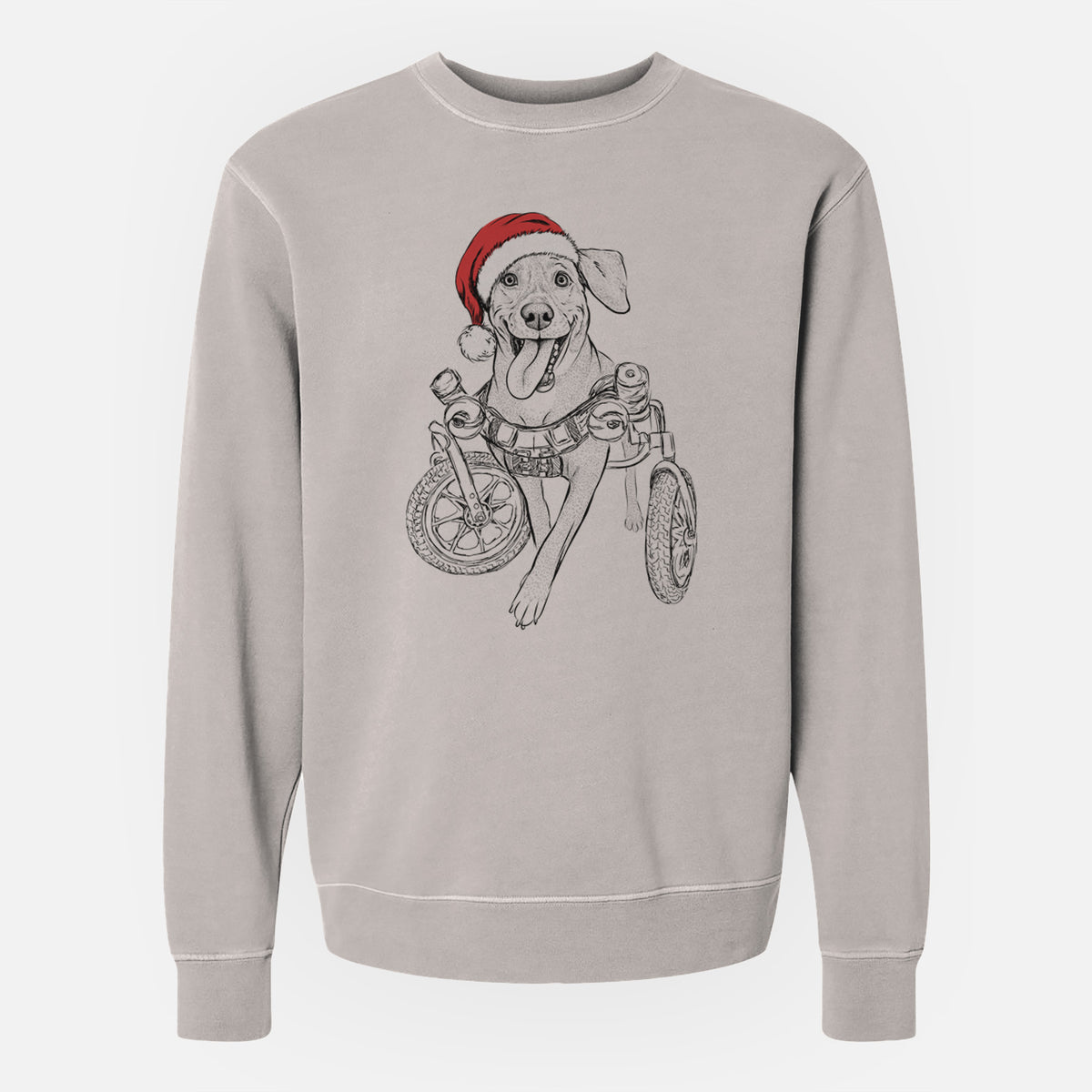 Santa Hannah the Pitbull Mix - Unisex Pigment Dyed Crew Sweatshirt