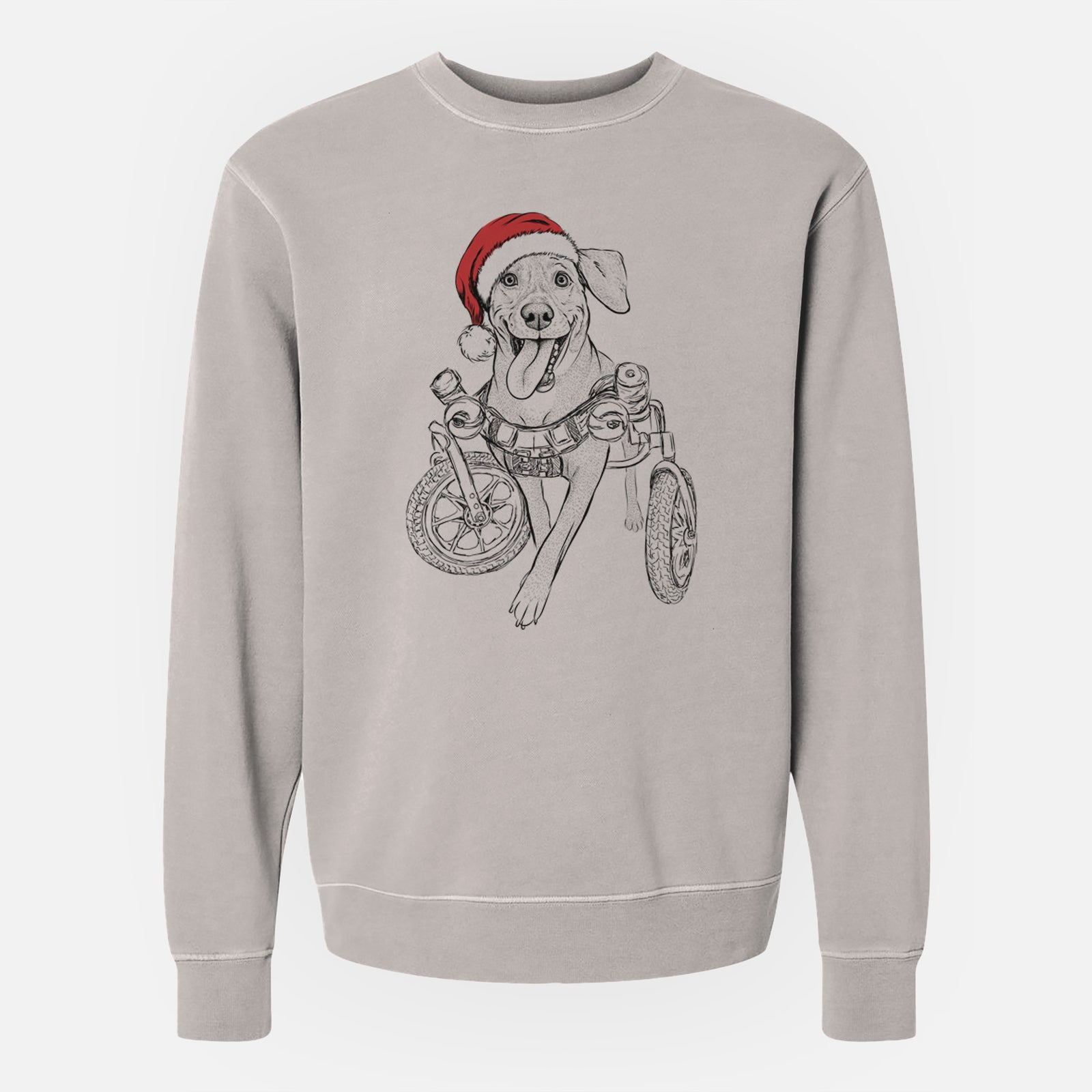 Santa Hannah the Pitbull Mix - Unisex Pigment Dyed Crew Sweatshirt