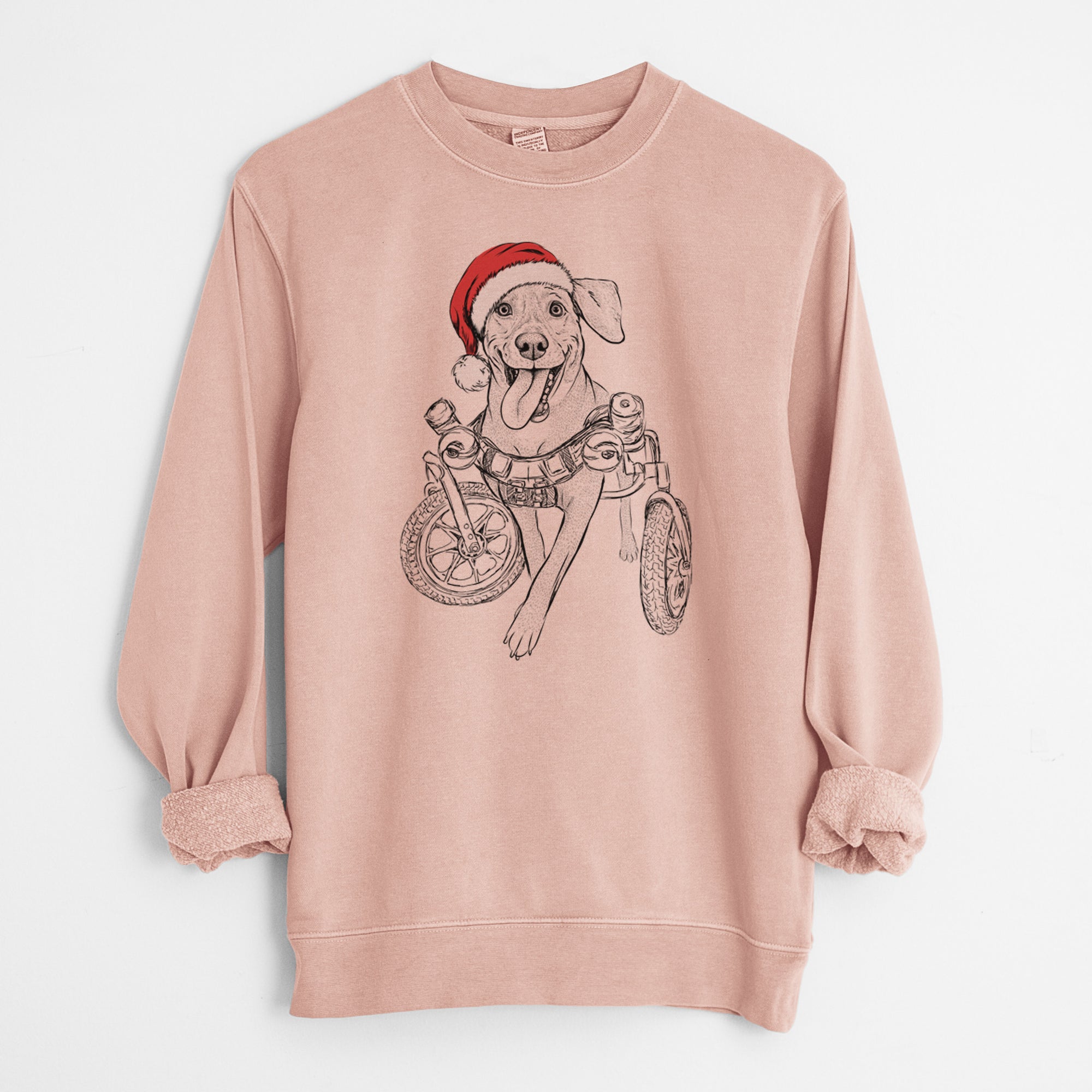 Santa Hannah the Pitbull Mix - Unisex Pigment Dyed Crew Sweatshirt