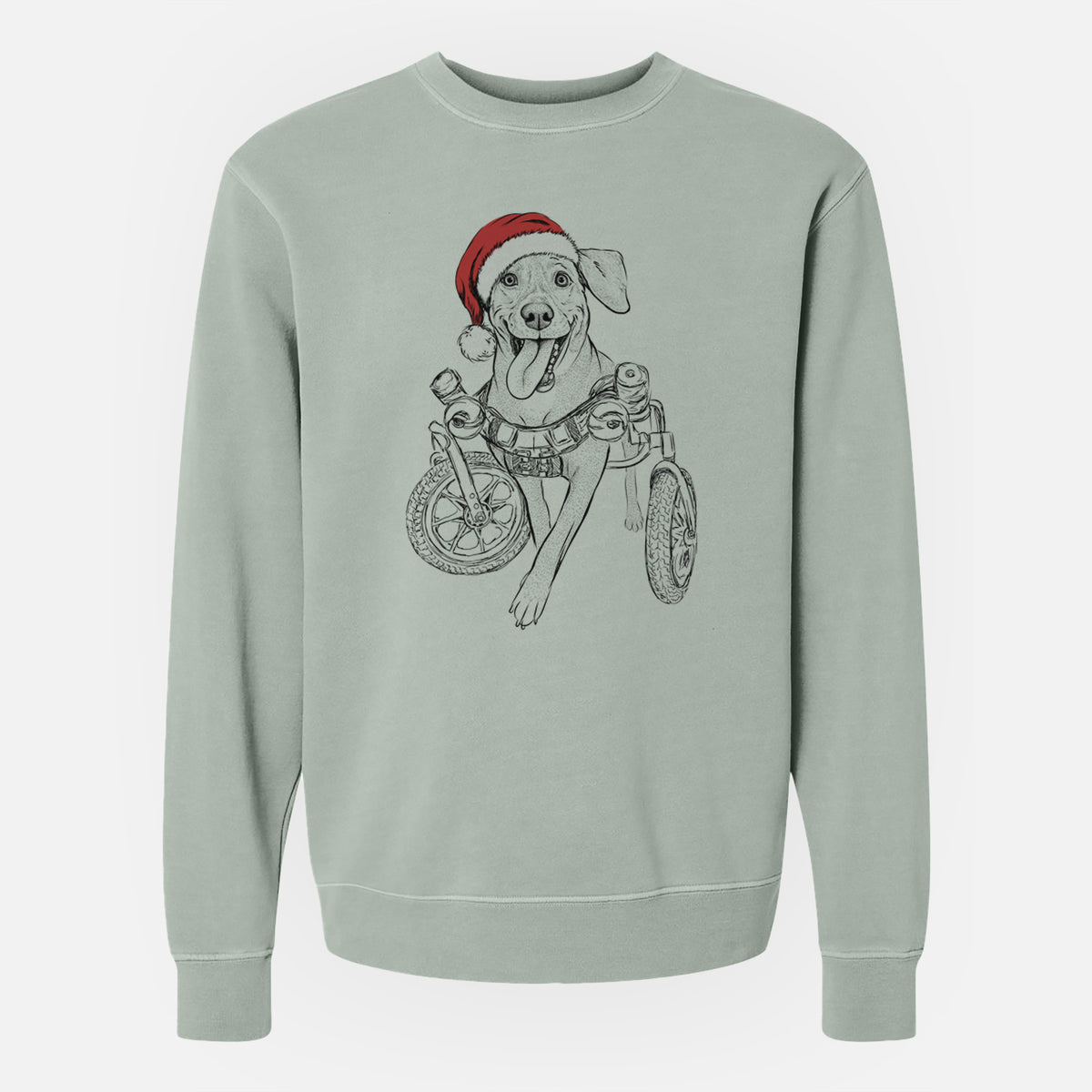 Santa Hannah the Pitbull Mix - Unisex Pigment Dyed Crew Sweatshirt