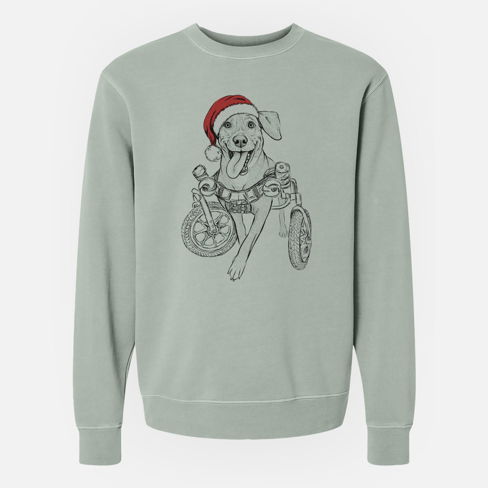 Santa Hannah the Pitbull Mix - Unisex Pigment Dyed Crew Sweatshirt