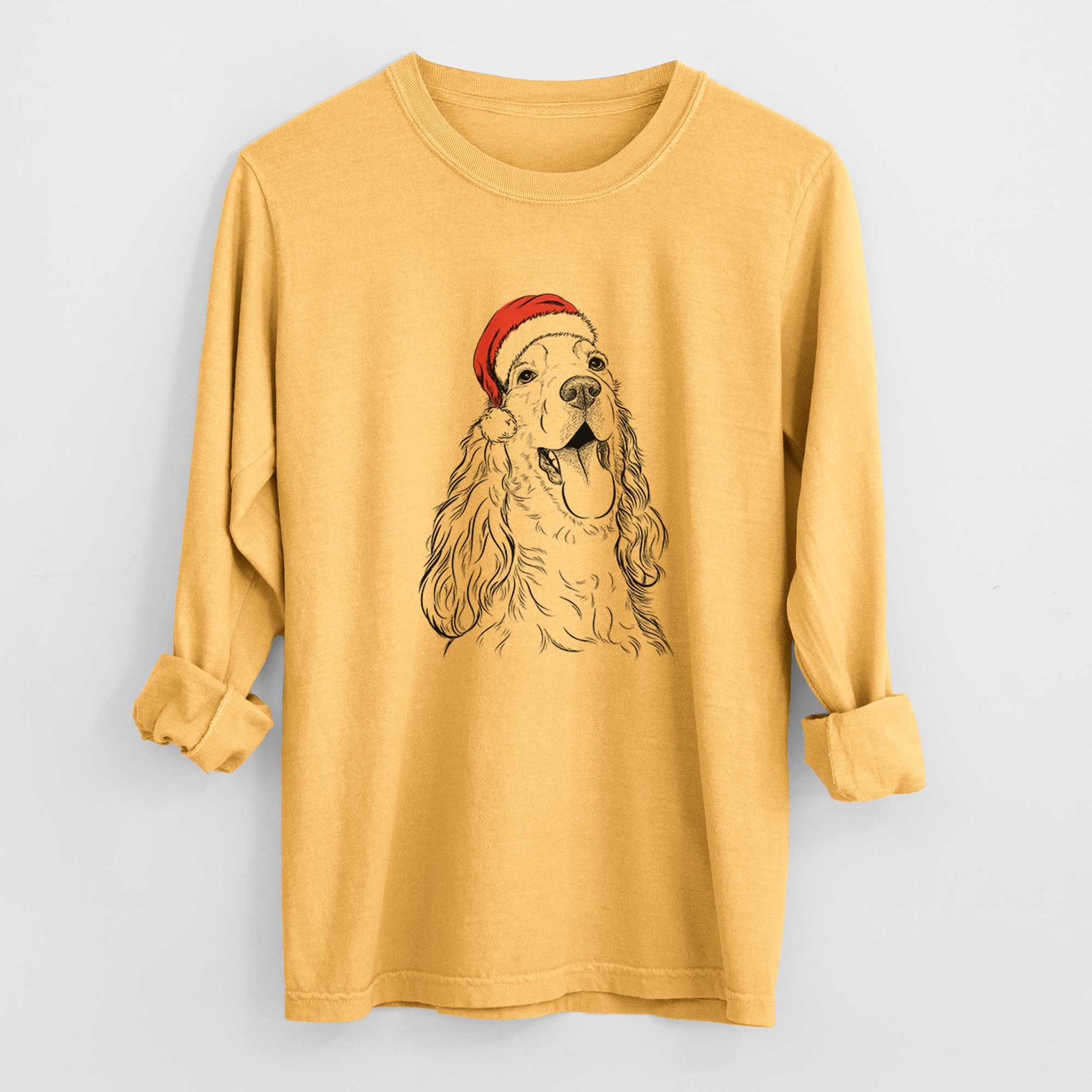 Santa Happy Henry the English Cocker Spaniel - Men's Heavyweight 100% Cotton Long Sleeve