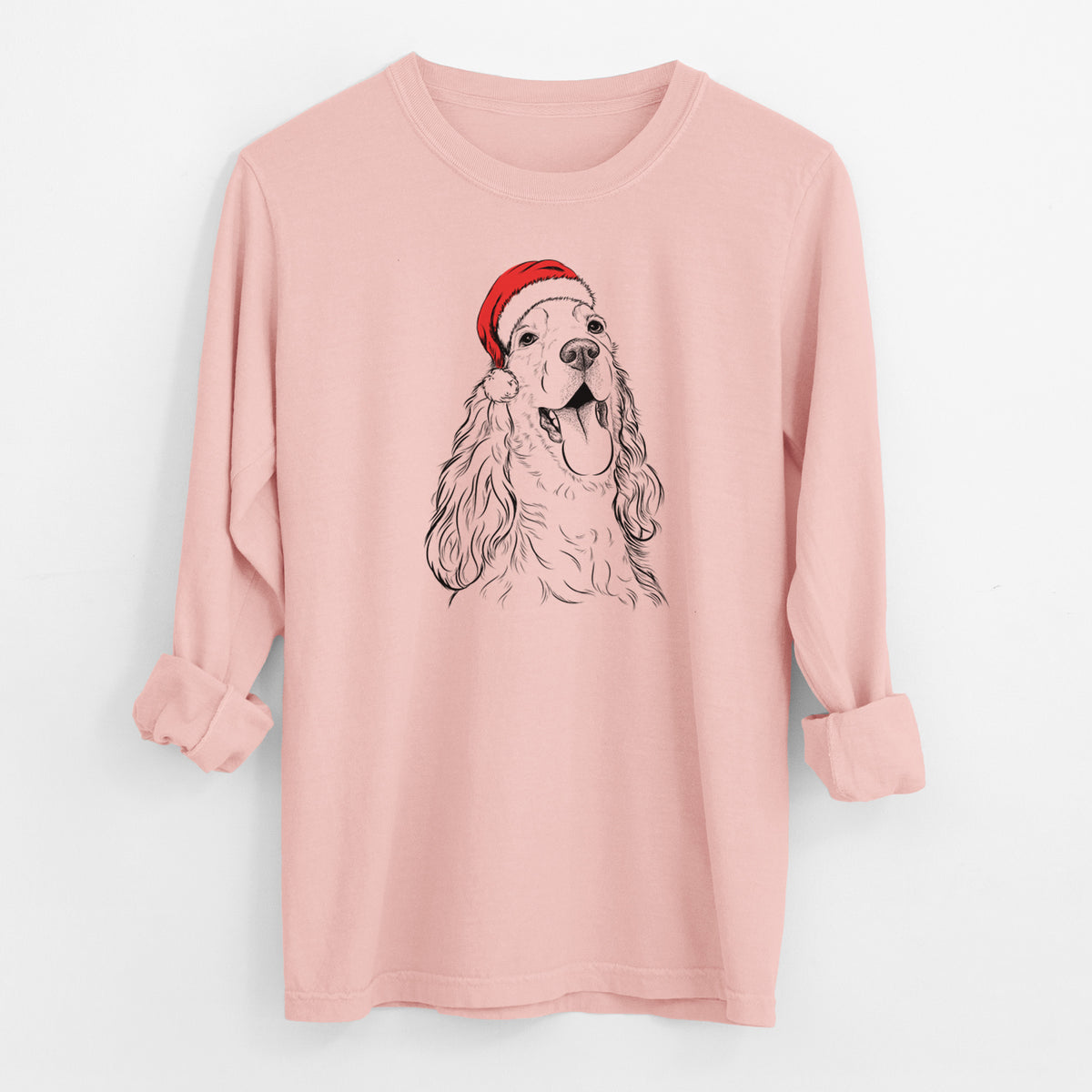 Santa Happy Henry the English Cocker Spaniel - Men's Heavyweight 100% Cotton Long Sleeve