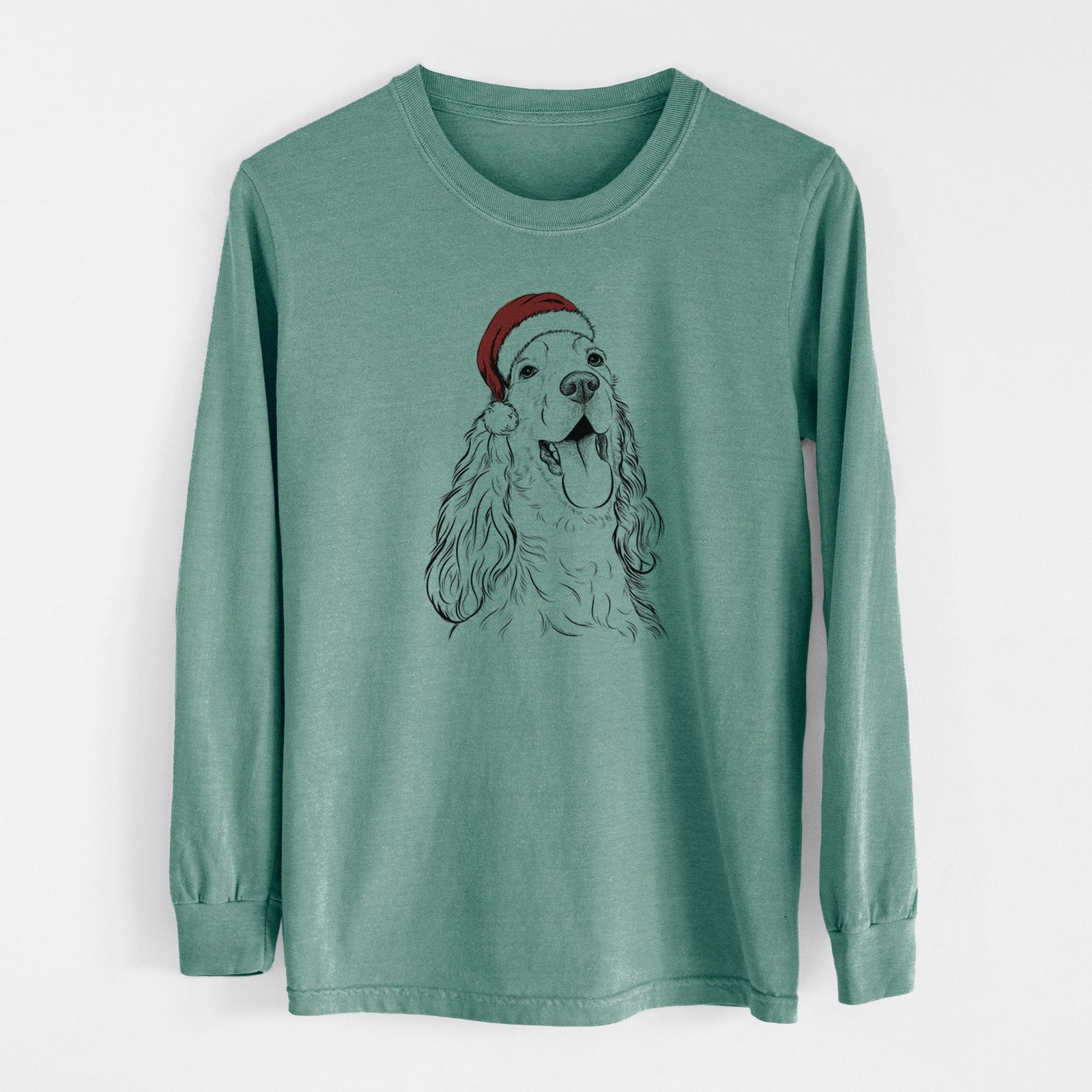 Santa Happy Henry the English Cocker Spaniel - Men's Heavyweight 100% Cotton Long Sleeve