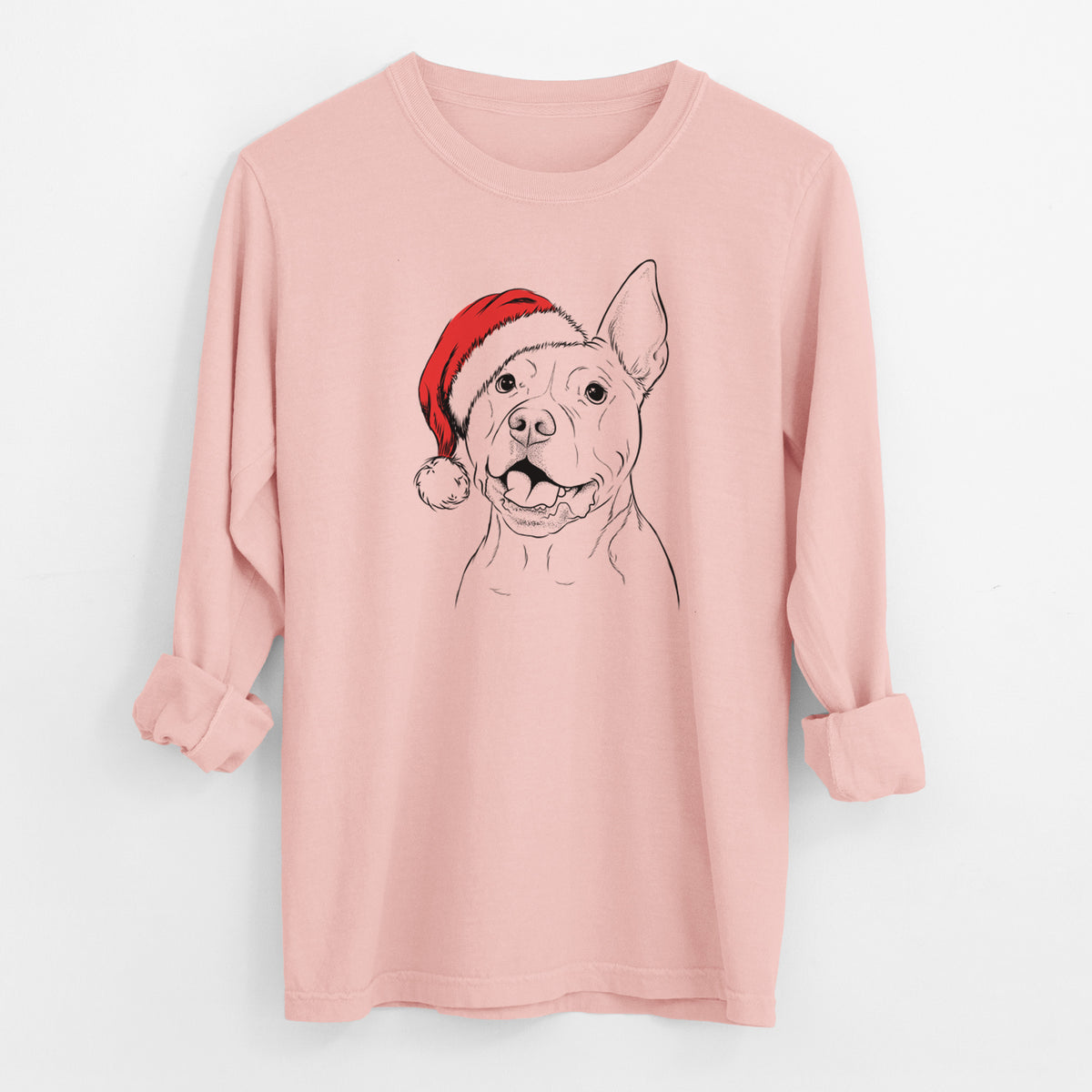 Santa Harley the Pitbull - Men's Heavyweight 100% Cotton Long Sleeve