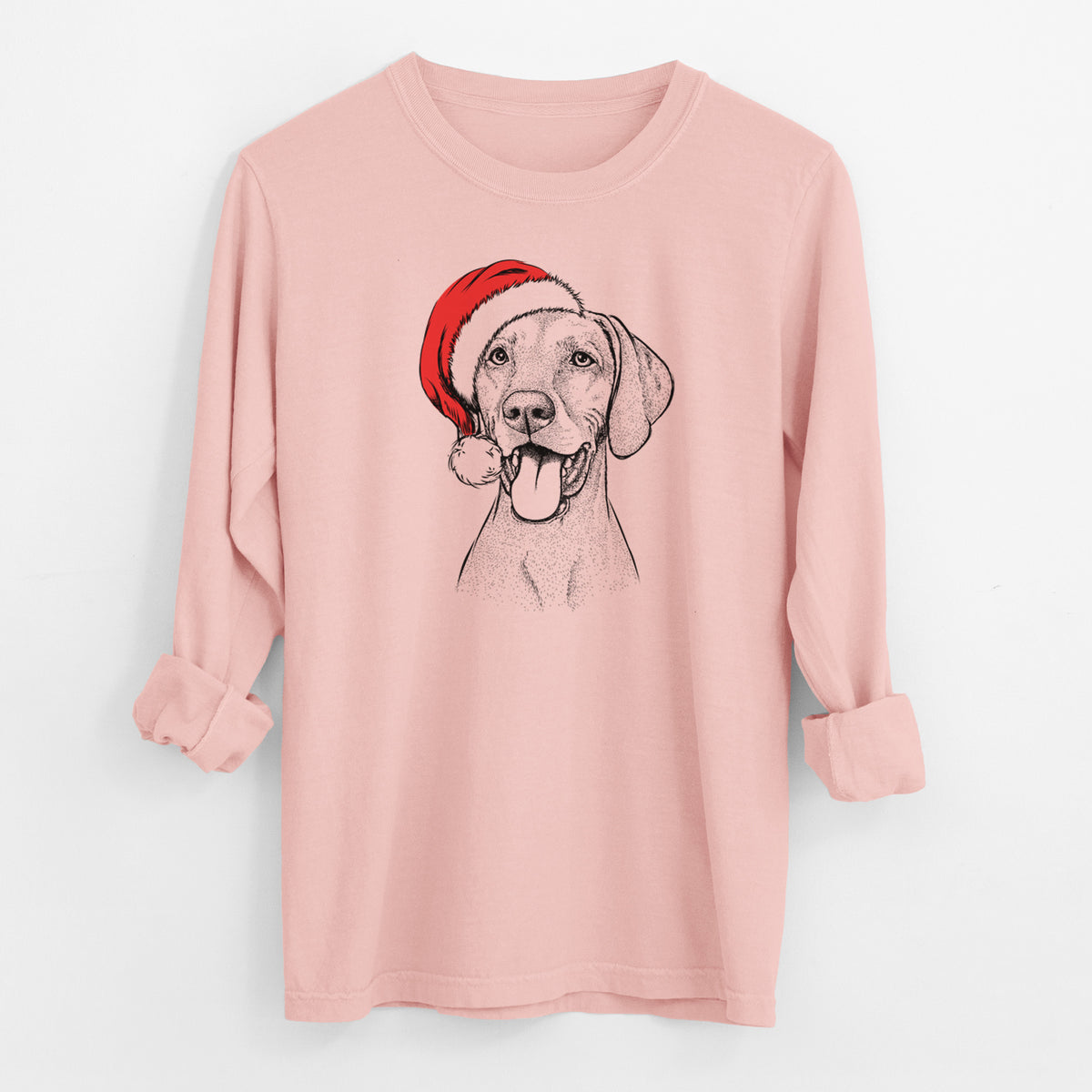 Santa Harper the Vizsla - Men's Heavyweight 100% Cotton Long Sleeve