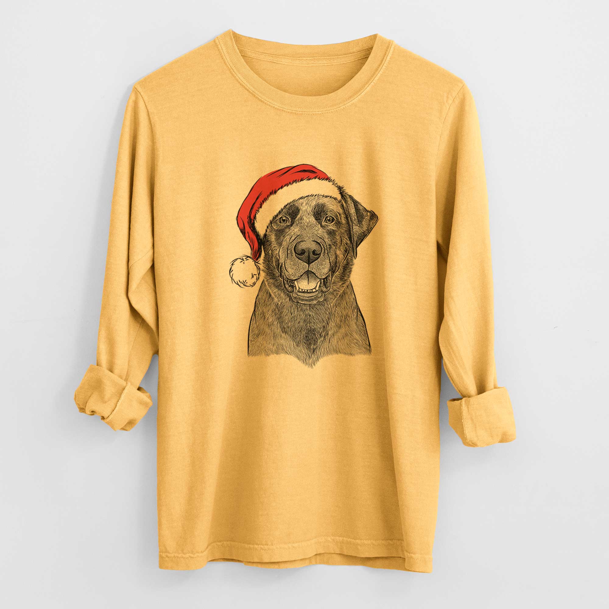 Santa Heath the Black Lab - Men's Heavyweight 100% Cotton Long Sleeve