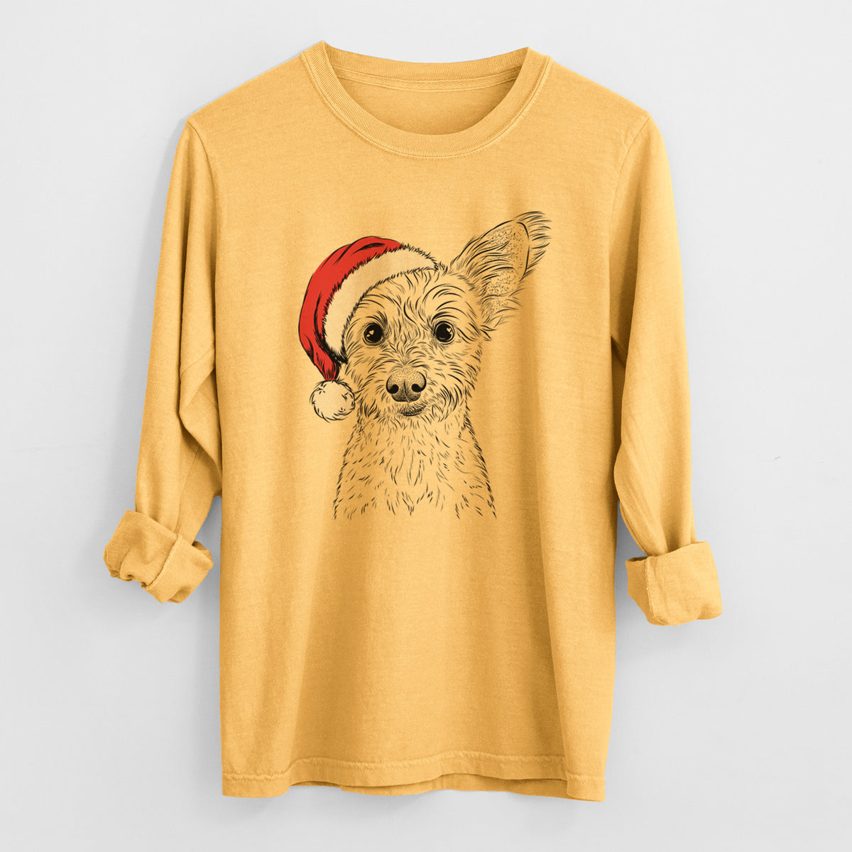 Santa Heidi the Schnauzer Mix - Heavyweight 100% Cotton Long Sleeve