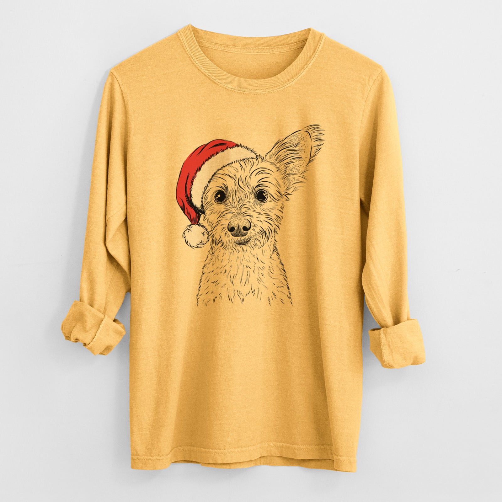 Santa Heidi the Schnauzer Mix - Heavyweight 100% Cotton Long Sleeve