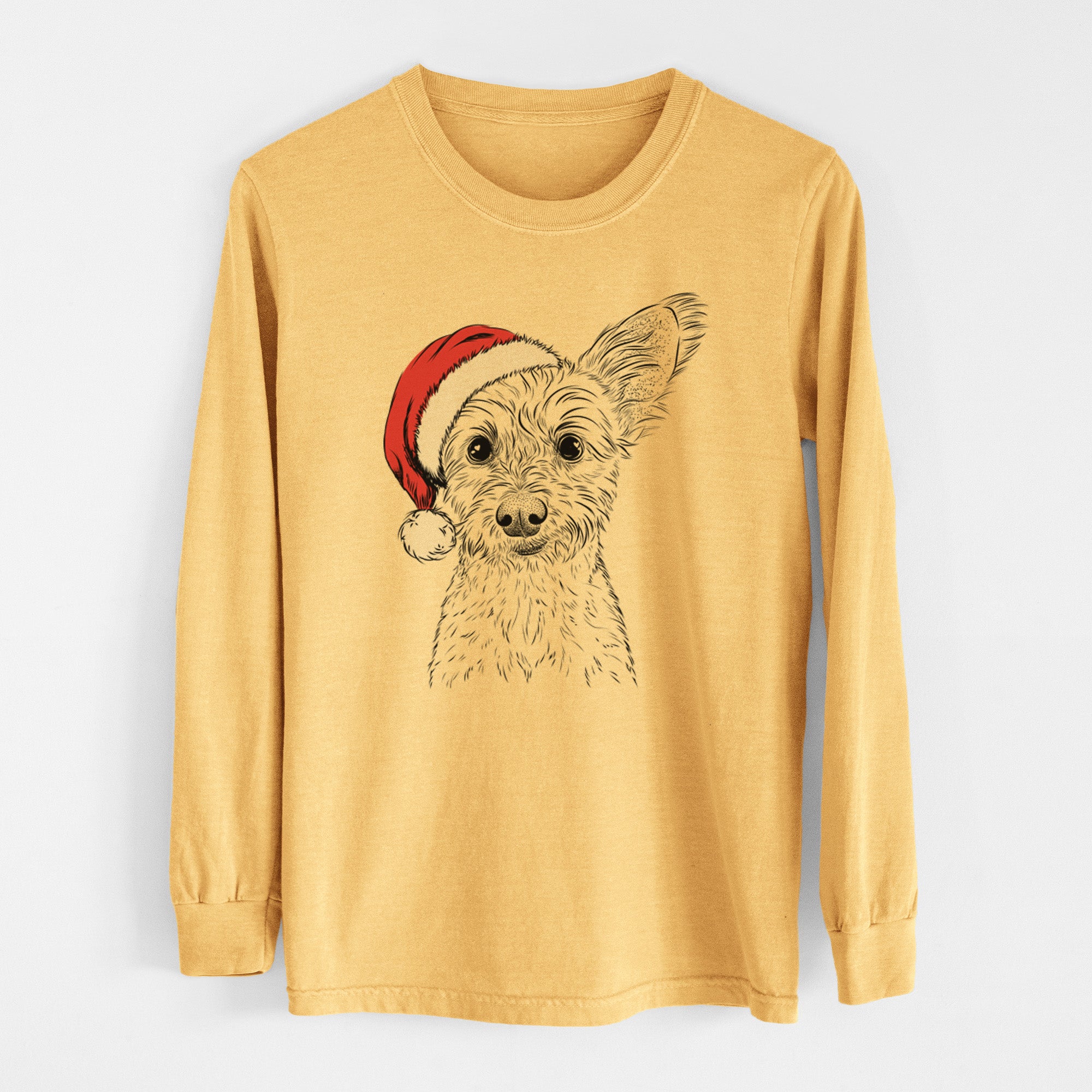 Santa Heidi the Schnauzer Mix - Heavyweight 100% Cotton Long Sleeve