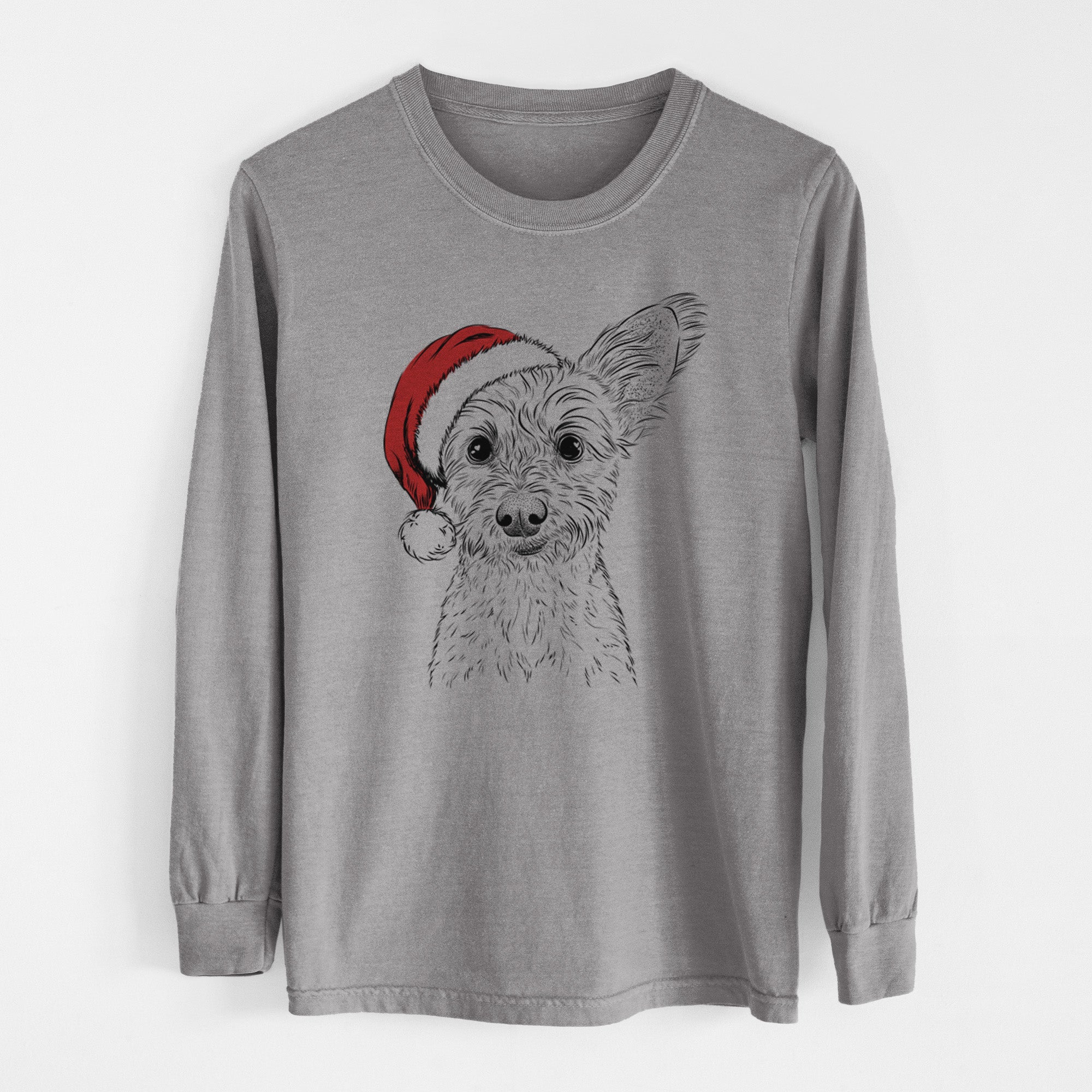 Santa Heidi the Schnauzer Mix - Heavyweight 100% Cotton Long Sleeve