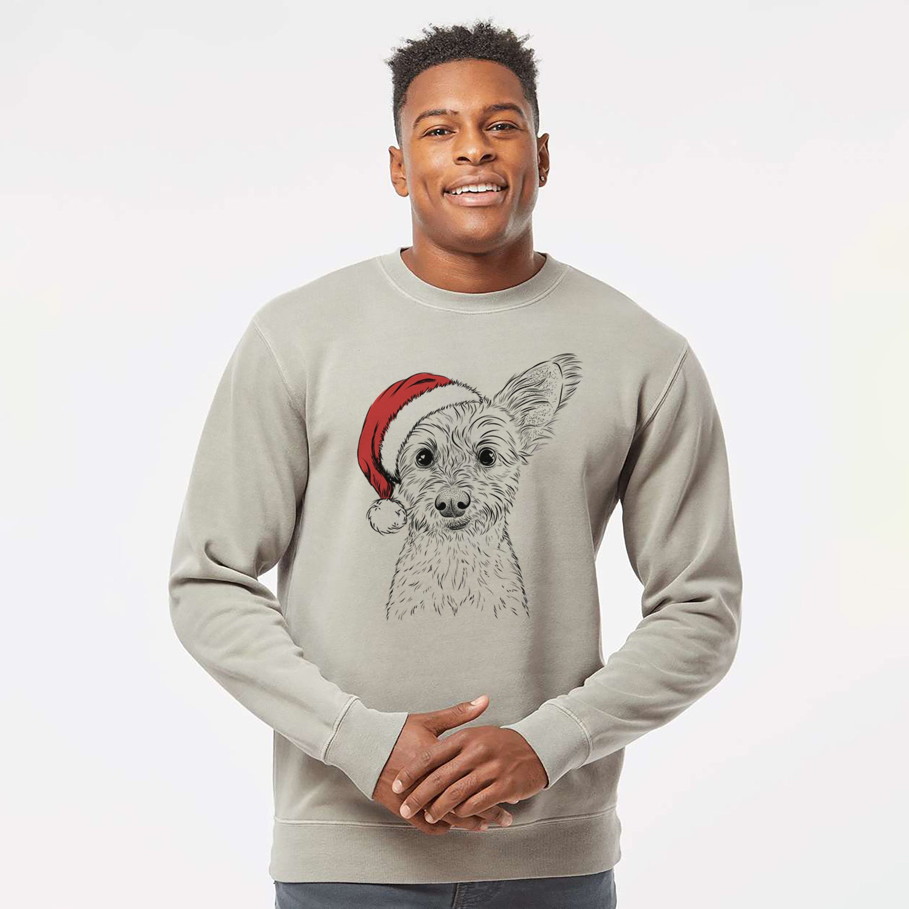 Santa Heidi the Schnauzer Mix - Unisex Pigment Dyed Crew Sweatshirt