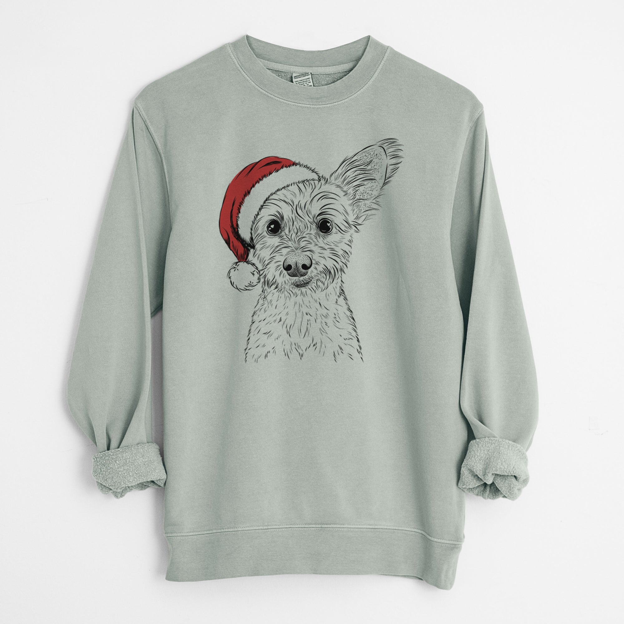 Santa Heidi the Schnauzer Mix - Unisex Pigment Dyed Crew Sweatshirt