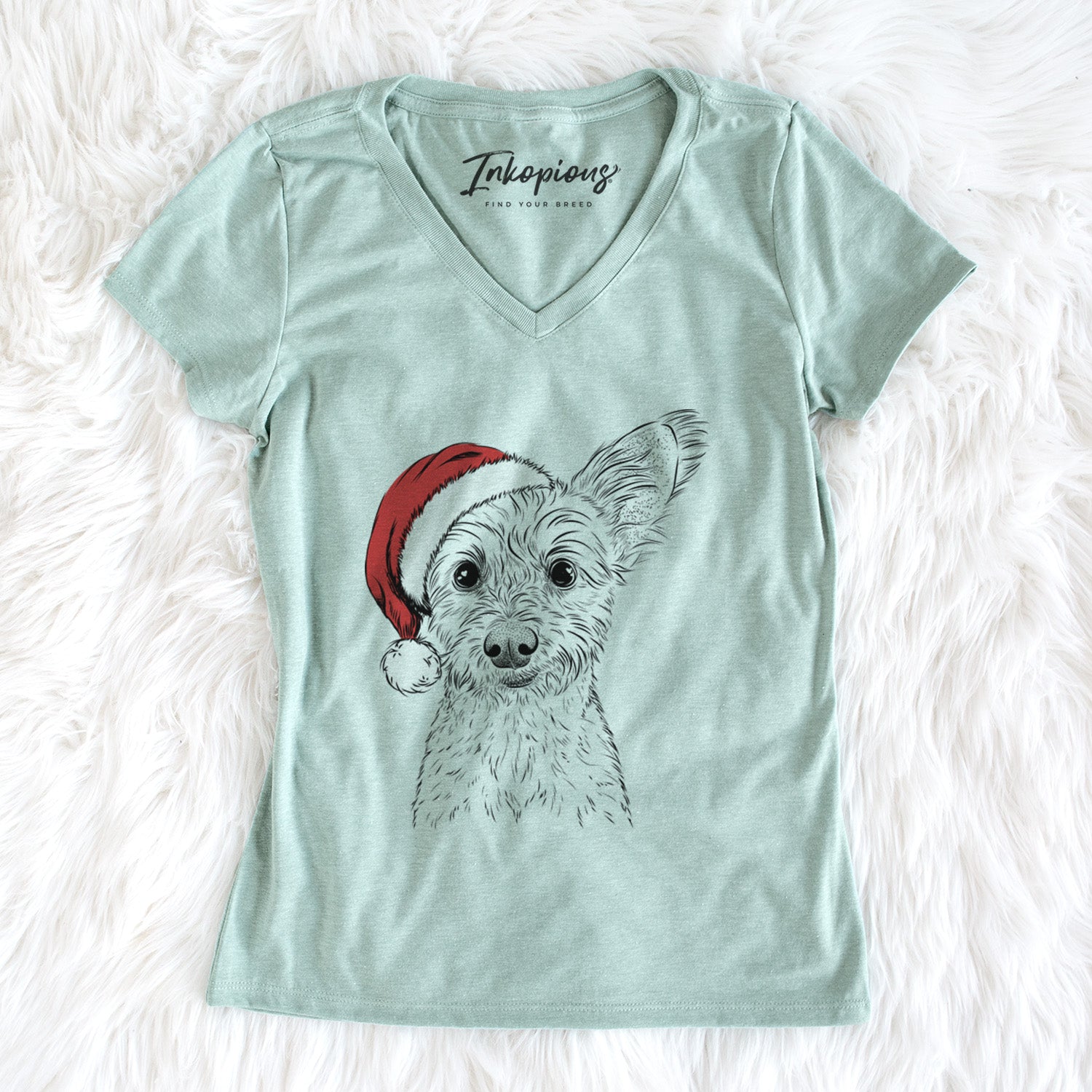 Santa Heidi the Schnauzer Mix - Women's Perfect V-neck Shirt